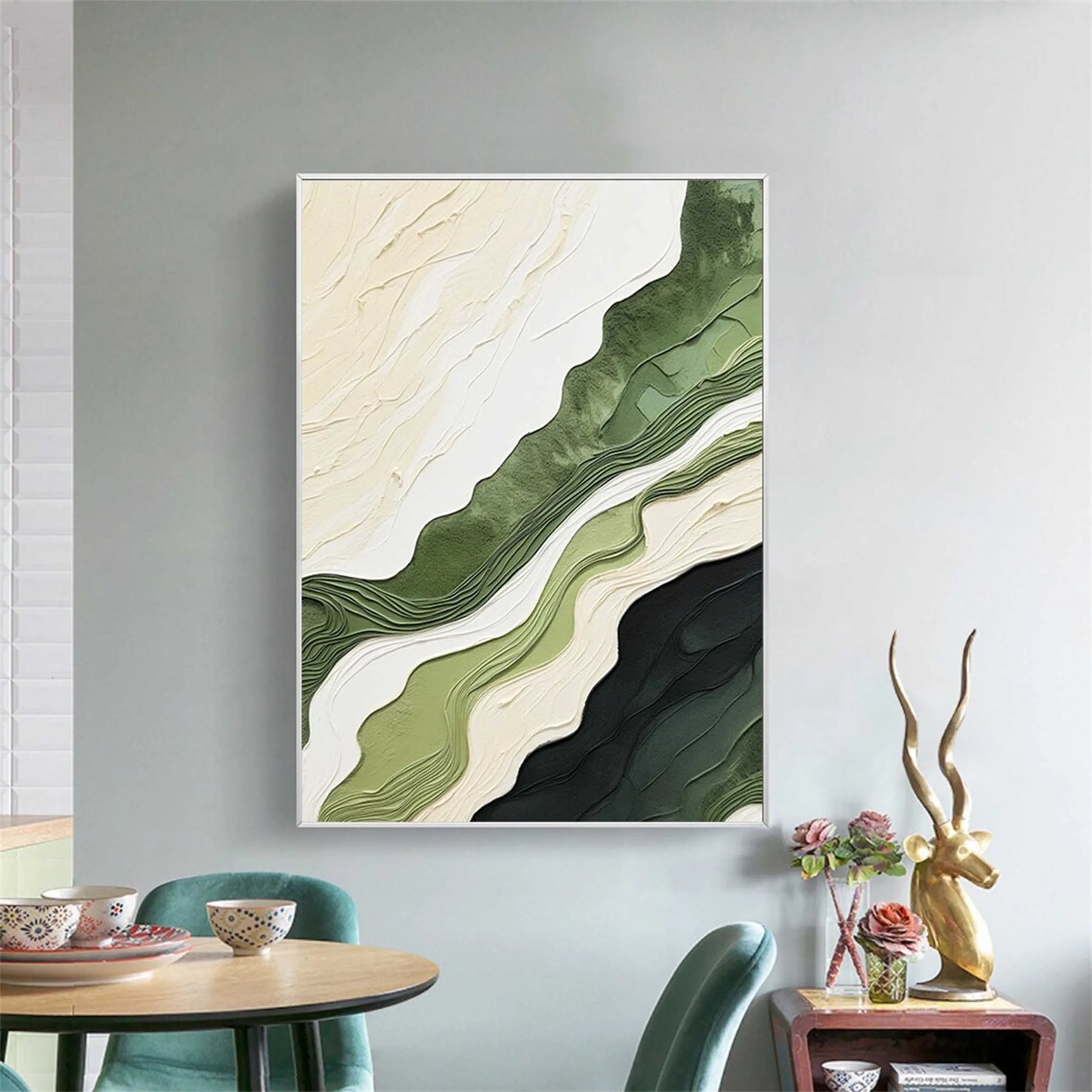 Green Textured Minimalist Wall Art #GT021