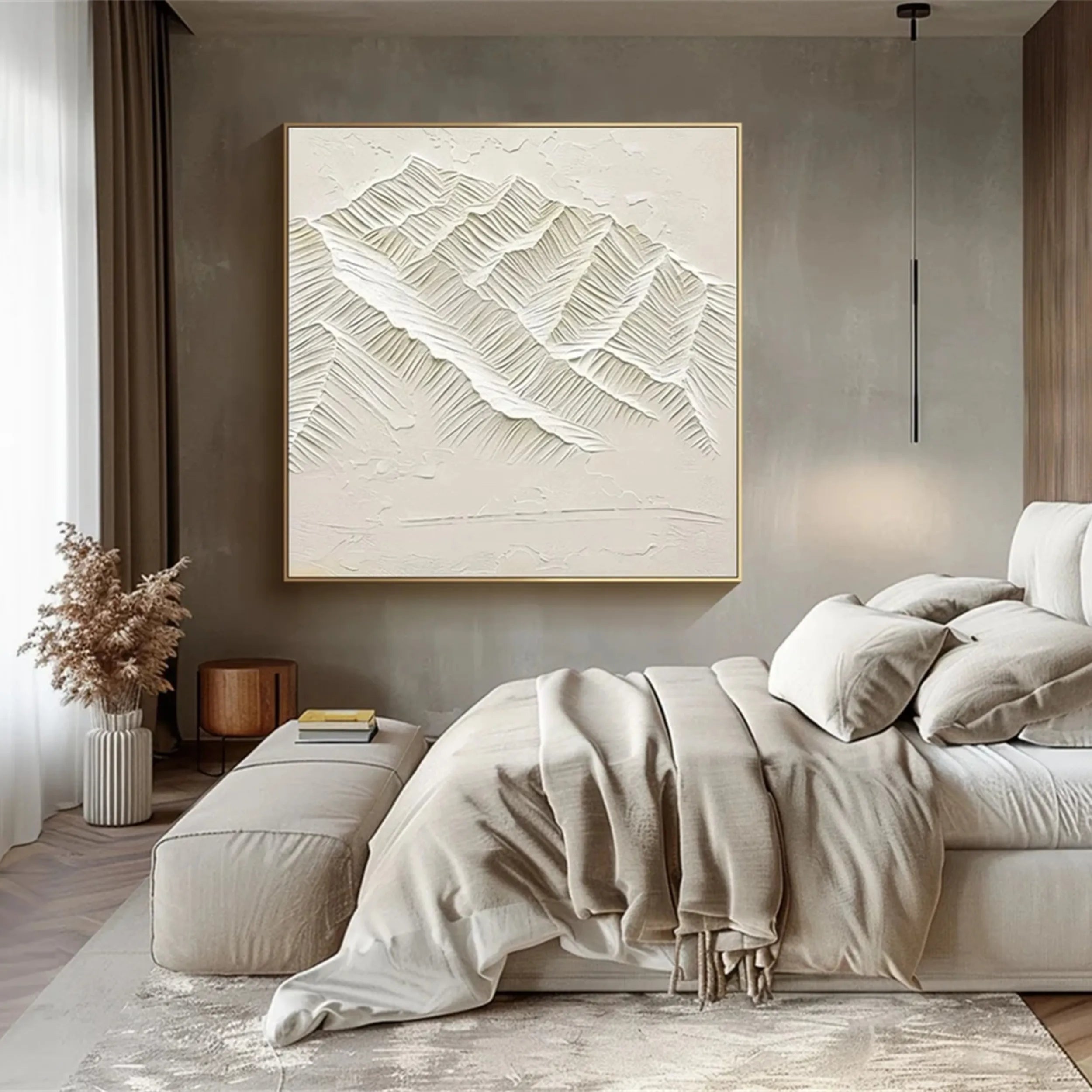 White Textured Minimalist Wall Art #WT142