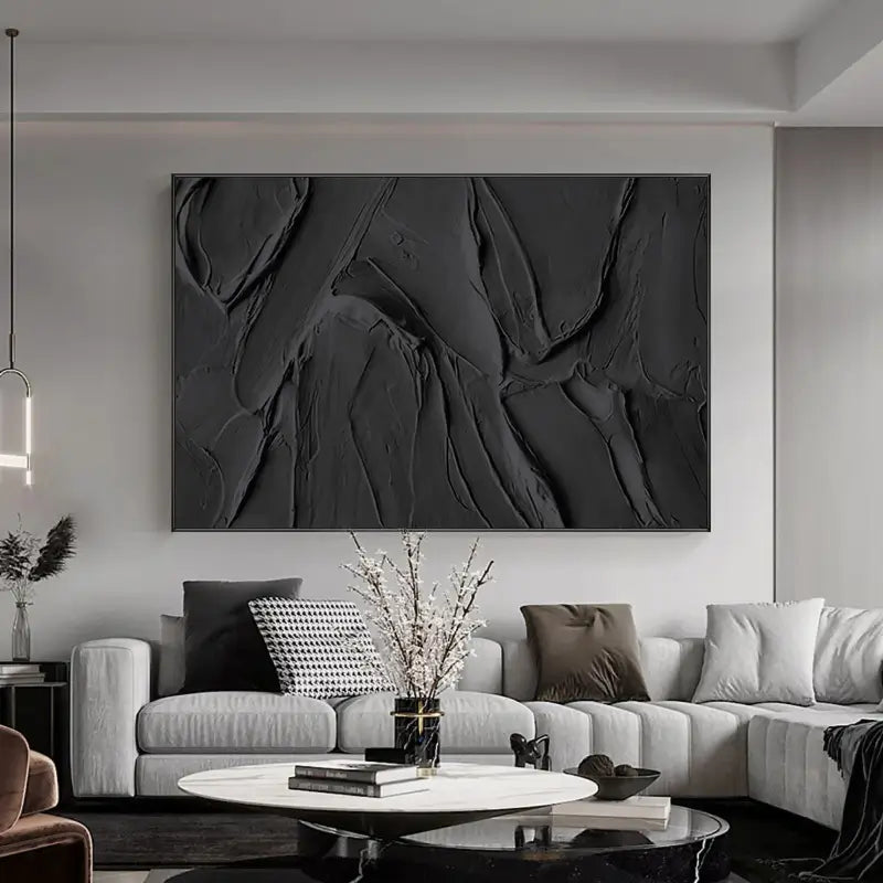 Black Textured Minimalist Wall Art #BT003