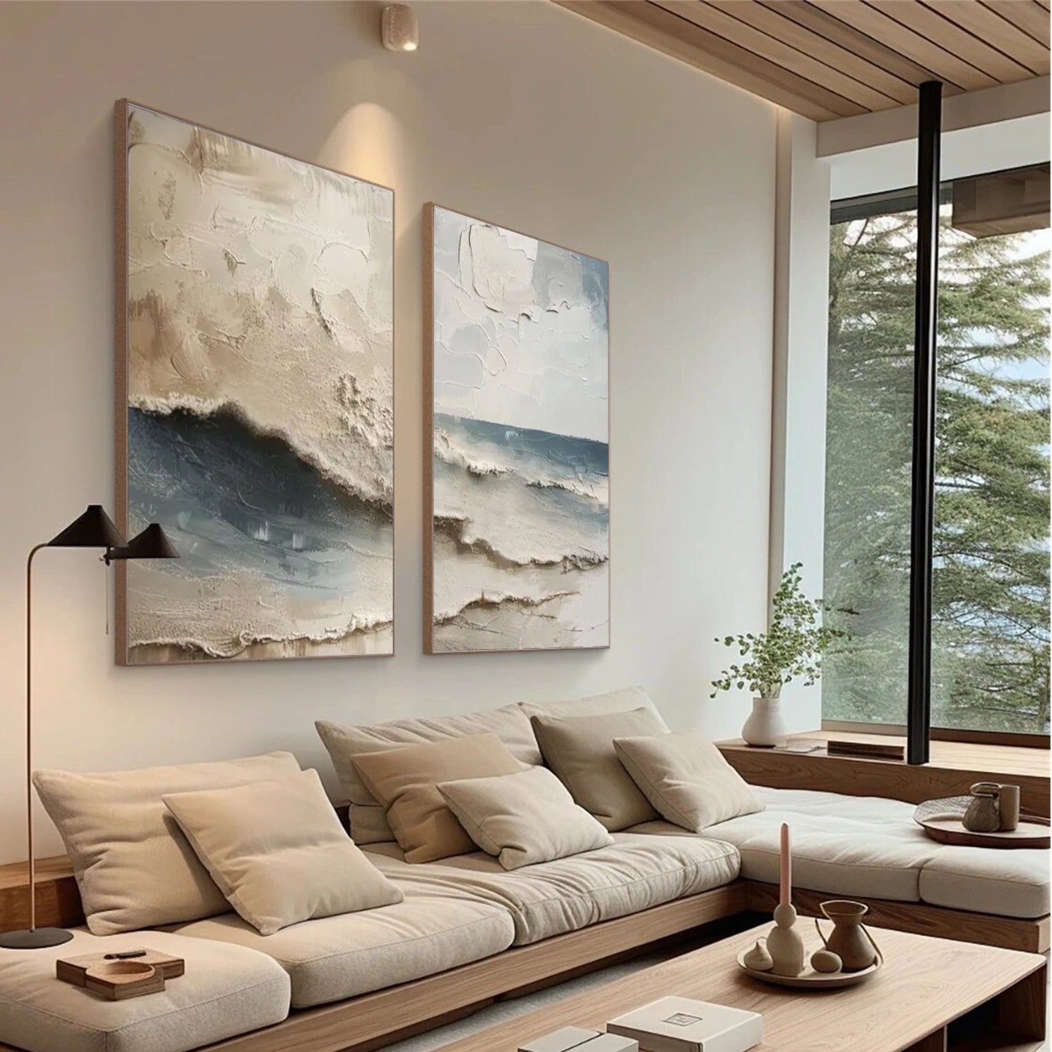 Sky And Ocean Abstract Textured Wall Art Set of 2 #SO288