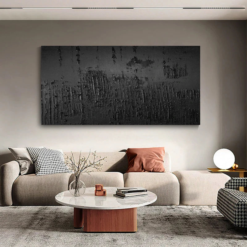 Black Textured Minimalist Wall Art #BT018