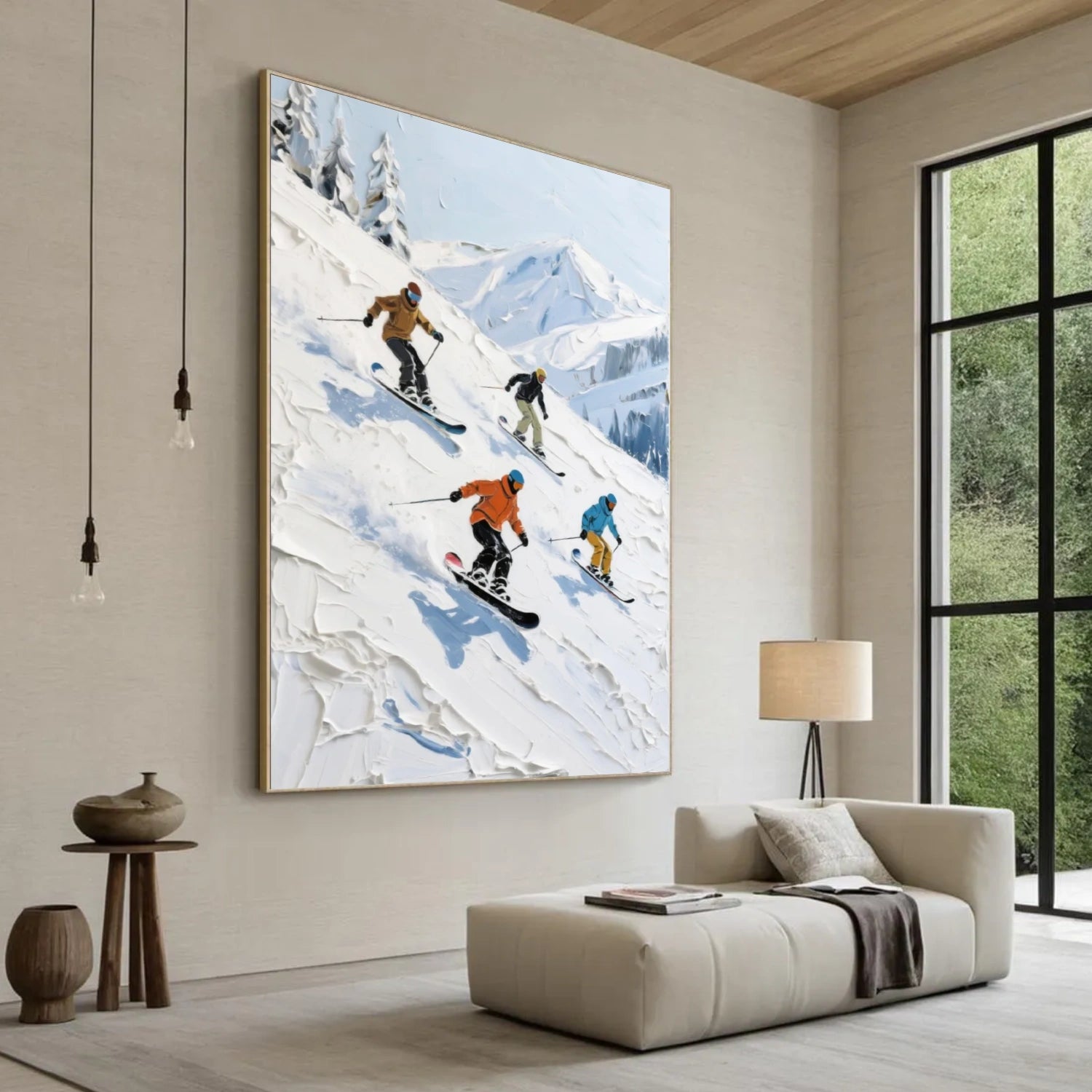 Skiing Sport Textured Wall Art #BA026