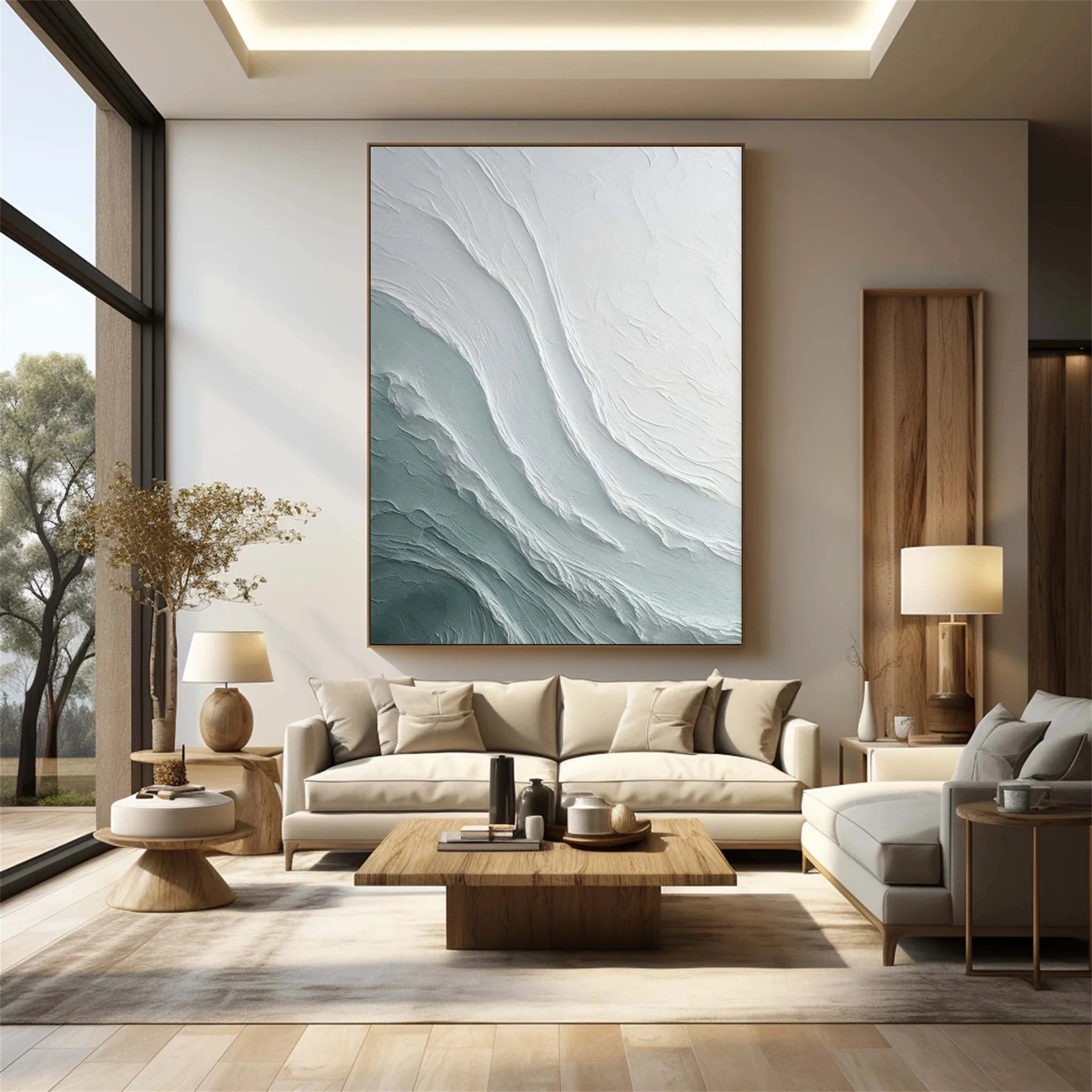 Blue Textured Minimalist Wall Art #BL023