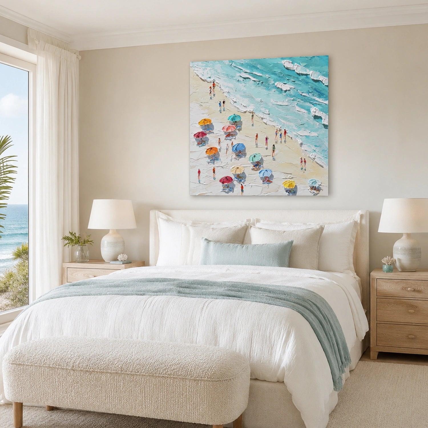 Sky And Ocean Abstract Textured Wall Art #SO430