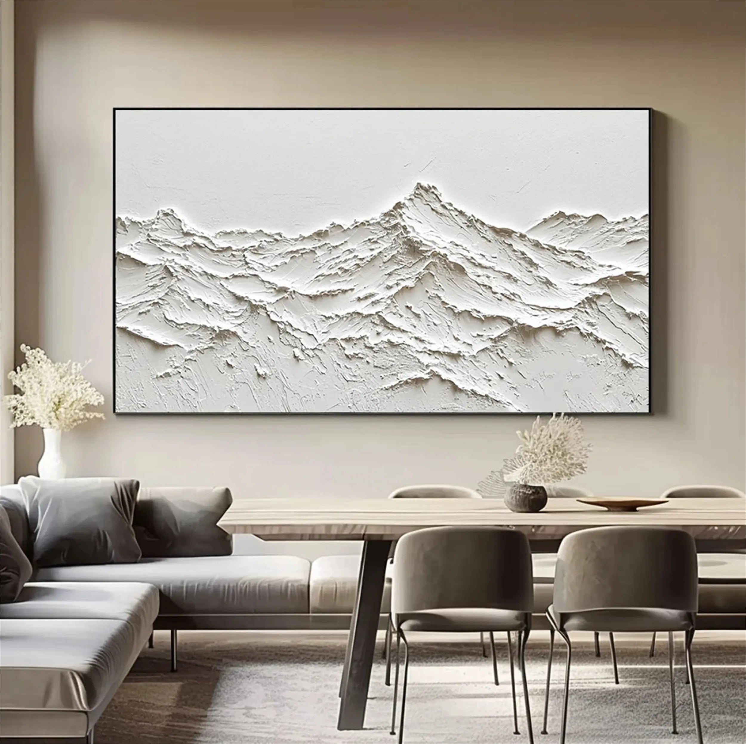 White Textured Minimalist Wall Art #WT128