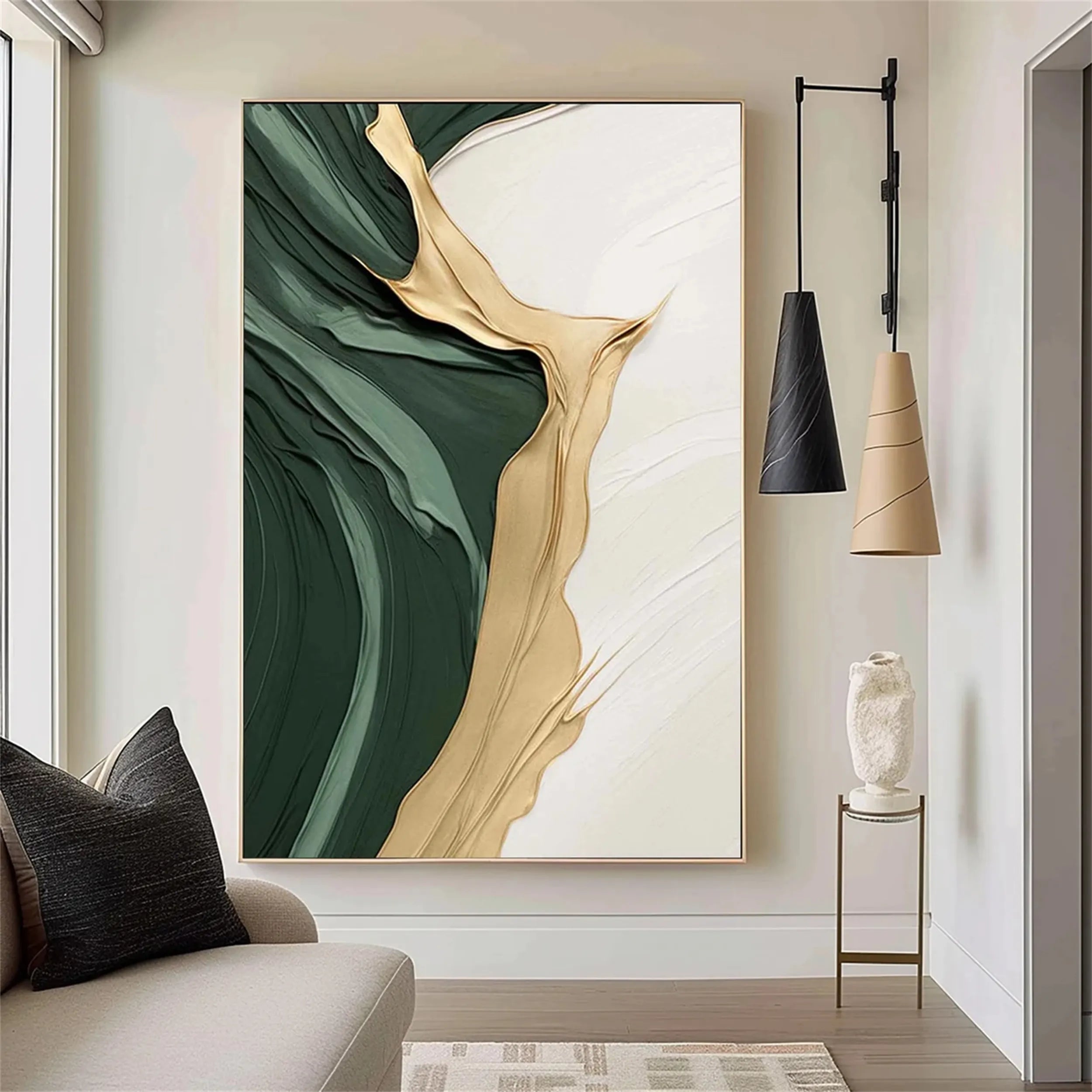 Green Textured Minimalist Wall Art #GT035