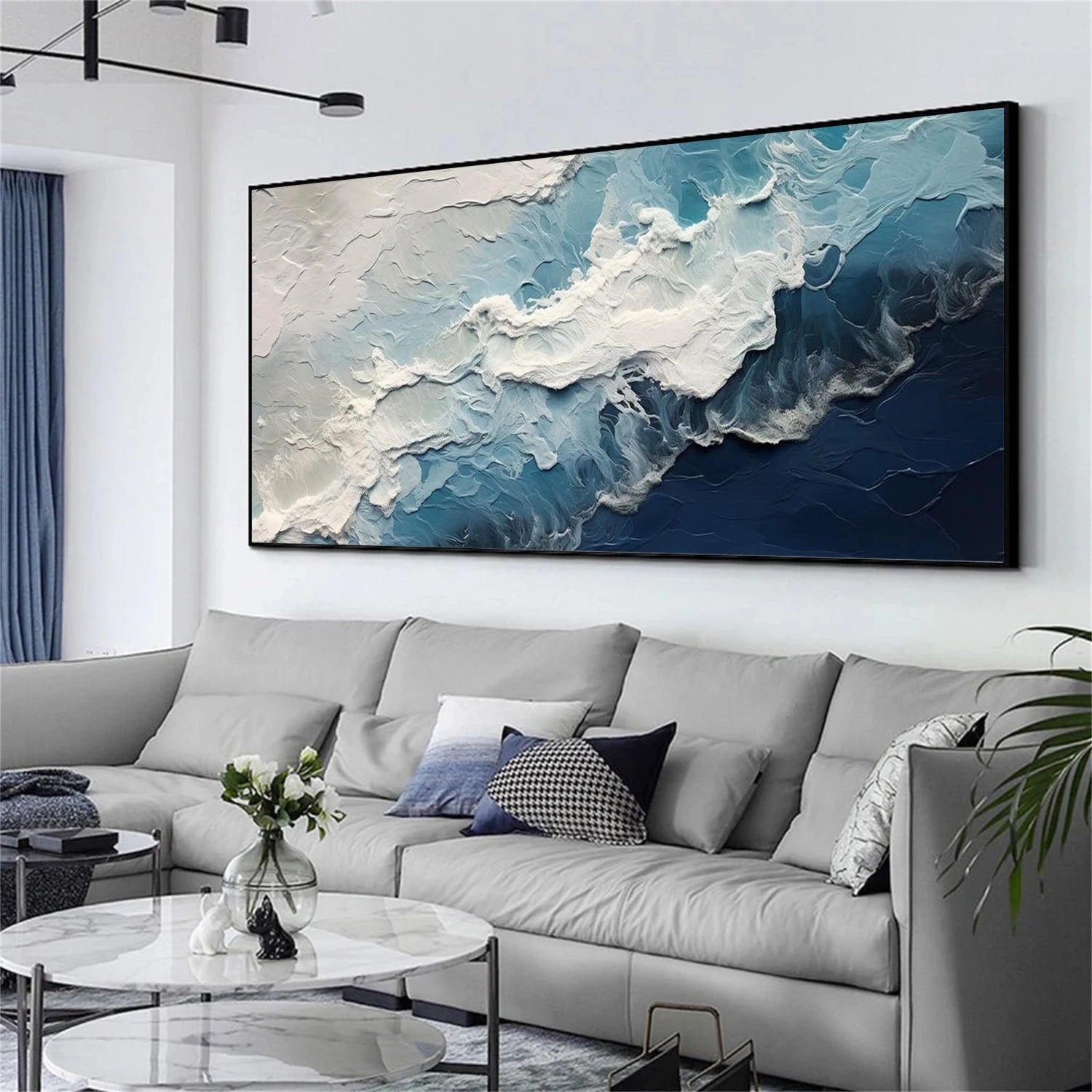 Sky And Ocean Abstract Textured Wall Art #SO396