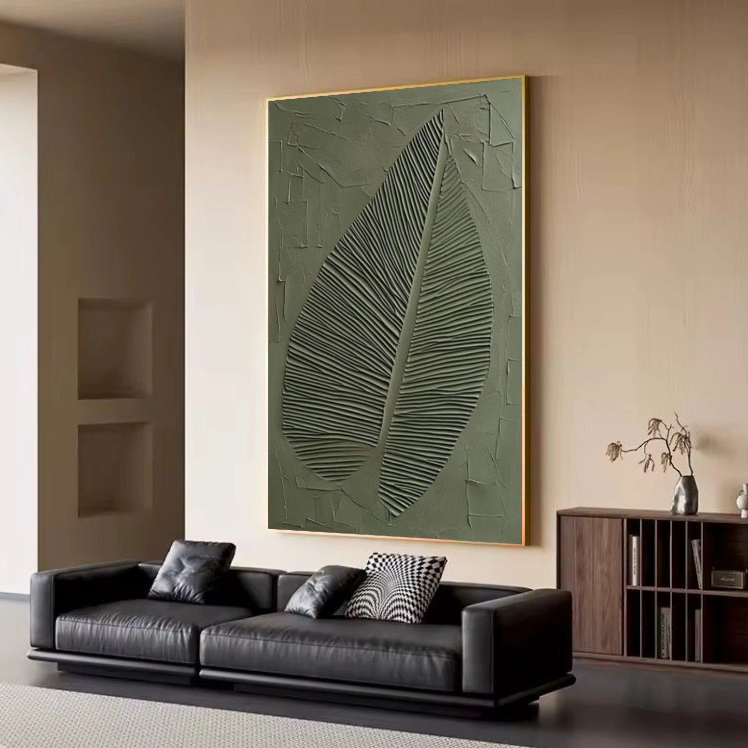 Green Textured Minimalist Wall Art #GT056