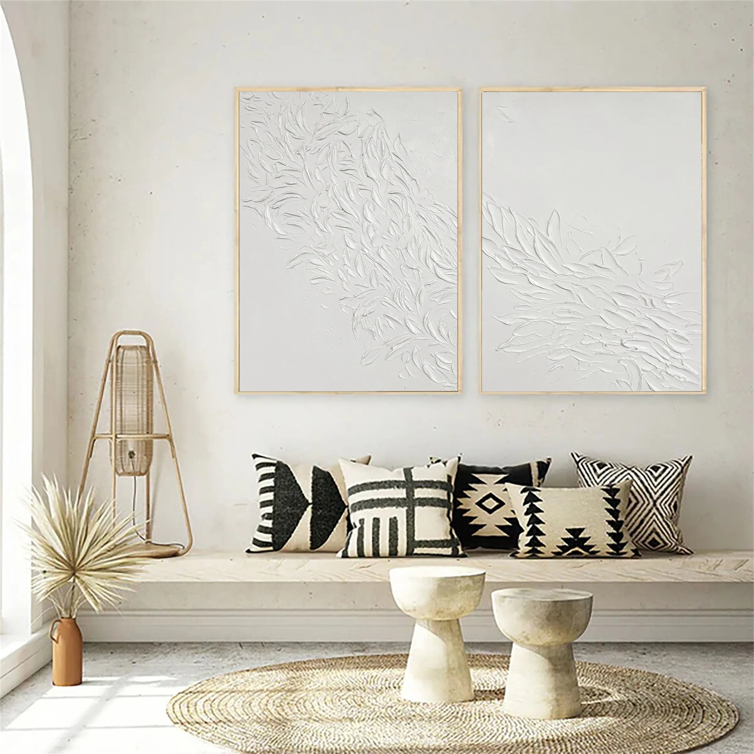 White Tree And Flower Painting Set of 2 #TF024