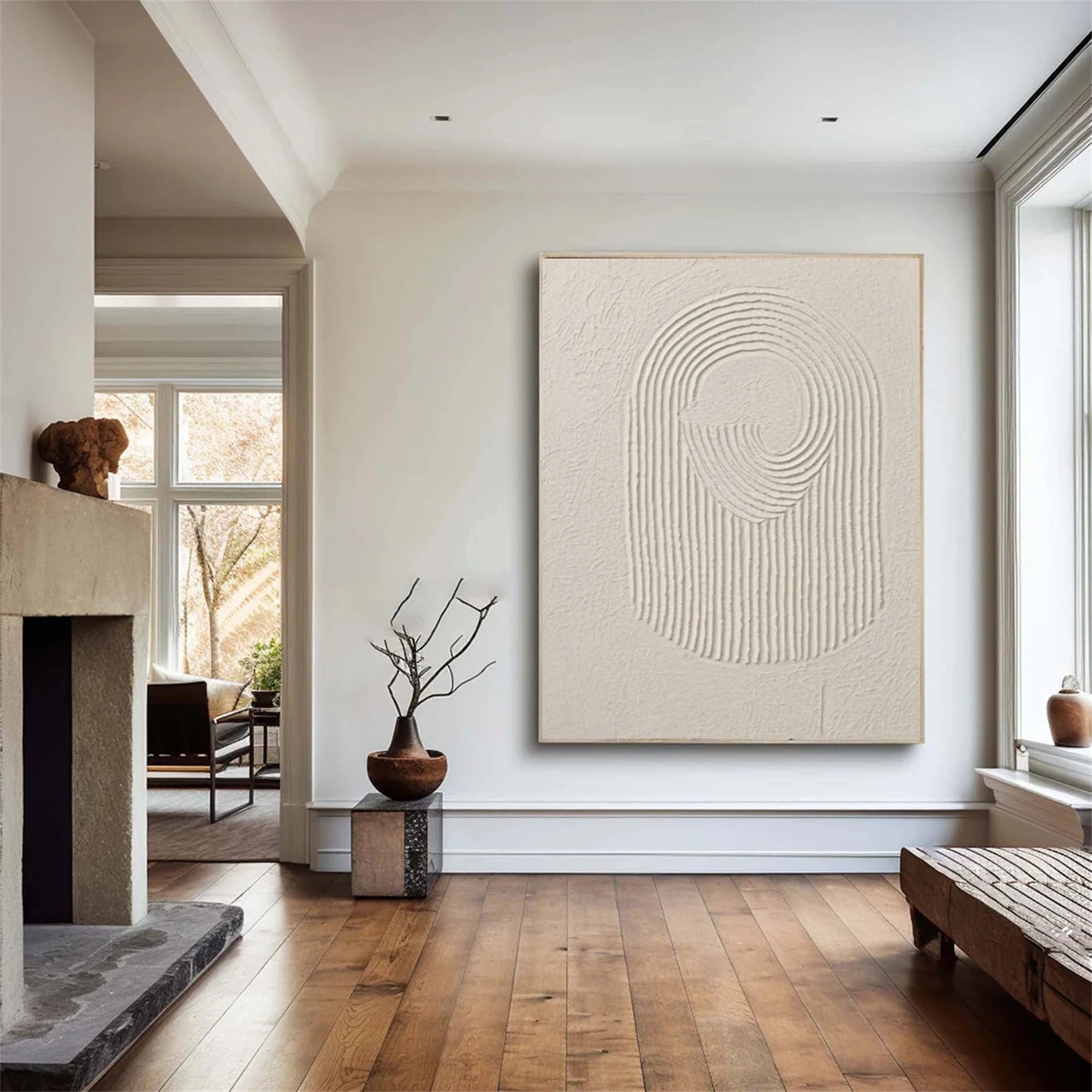 Beige & Brown Textured Minimalist Wall Art #BM027