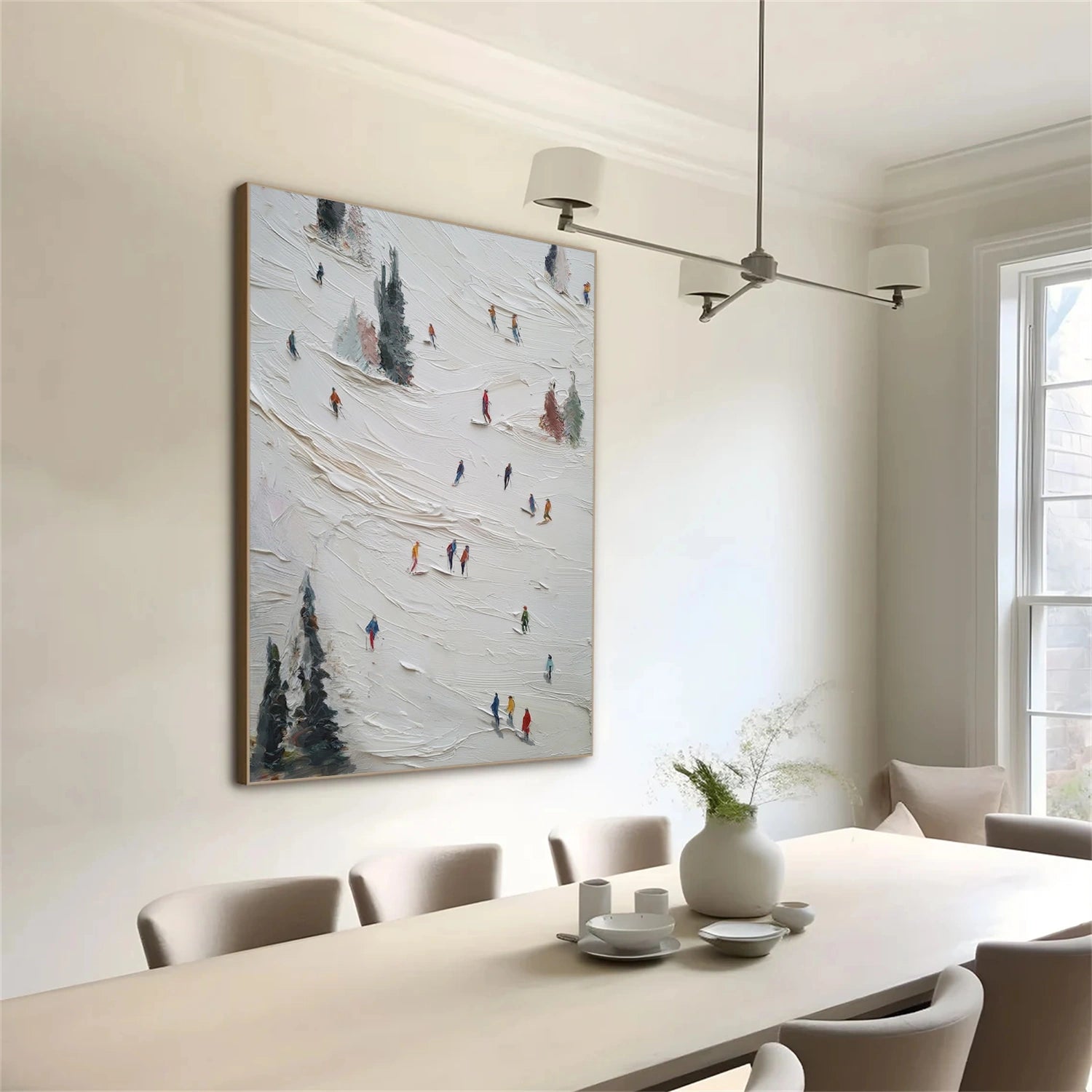 Skiing Sport Textured Wall Art #BA043