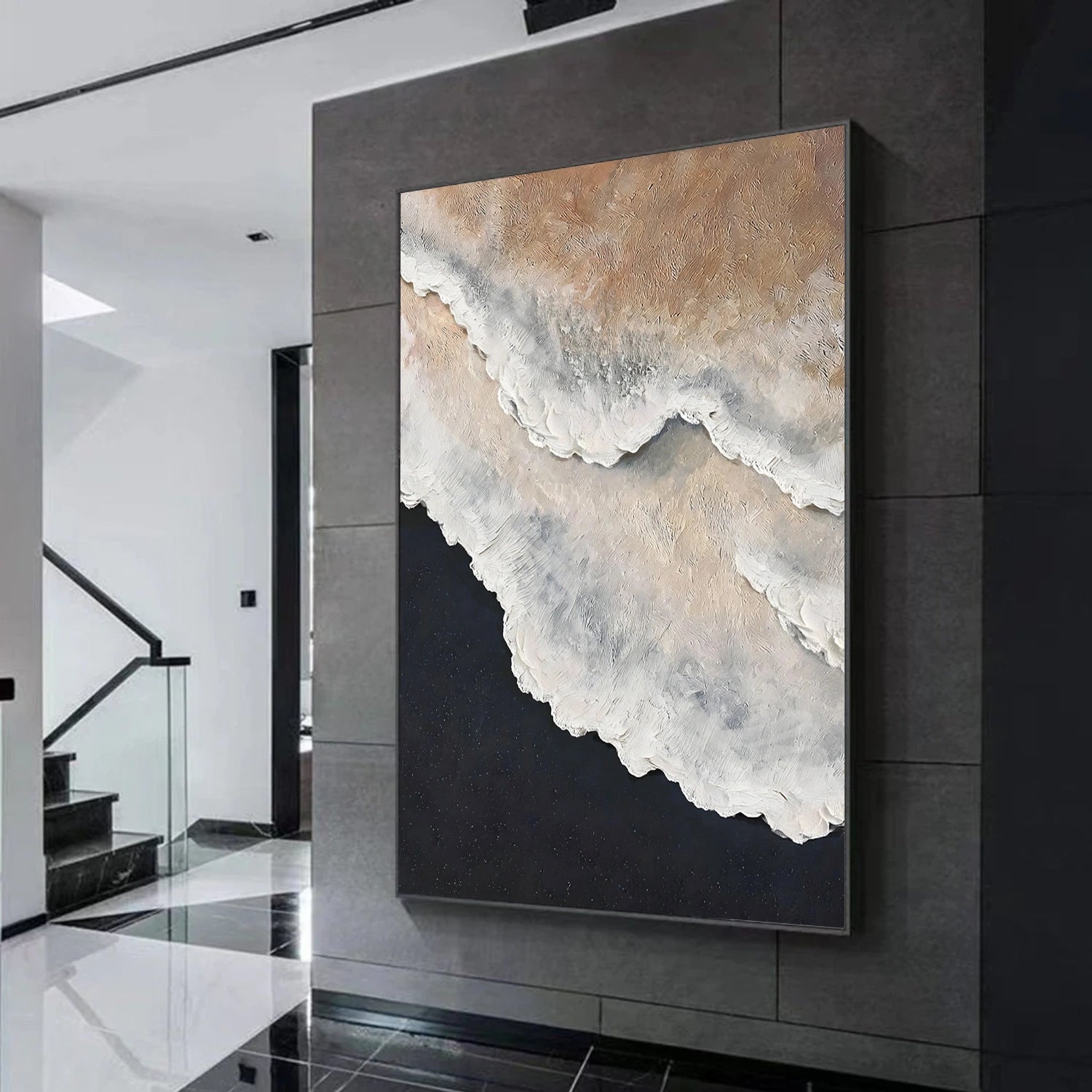 Sky And Ocean Abstract Textured Wall Art #SO394