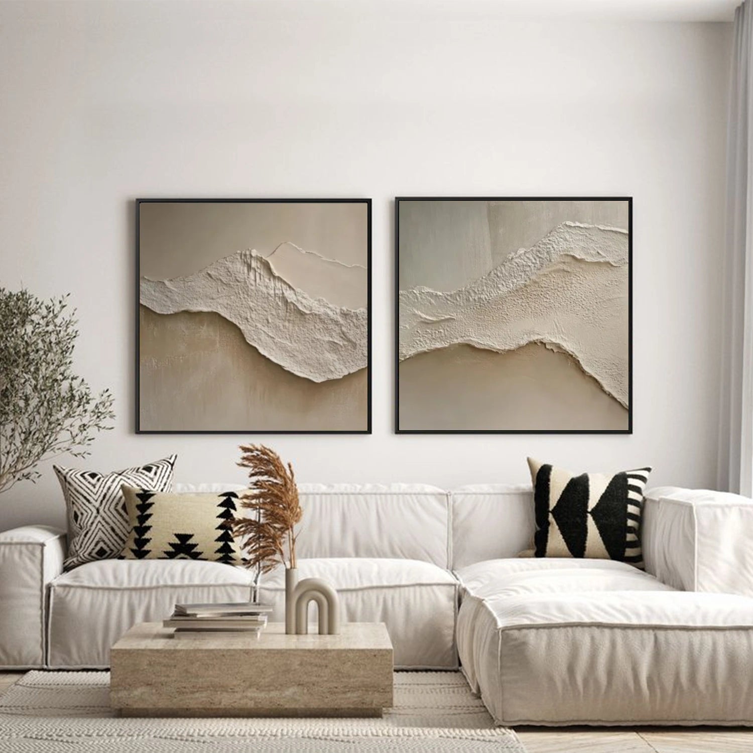 Sky And Ocean Abstract Textured Wall Art Set of 2 #SO333