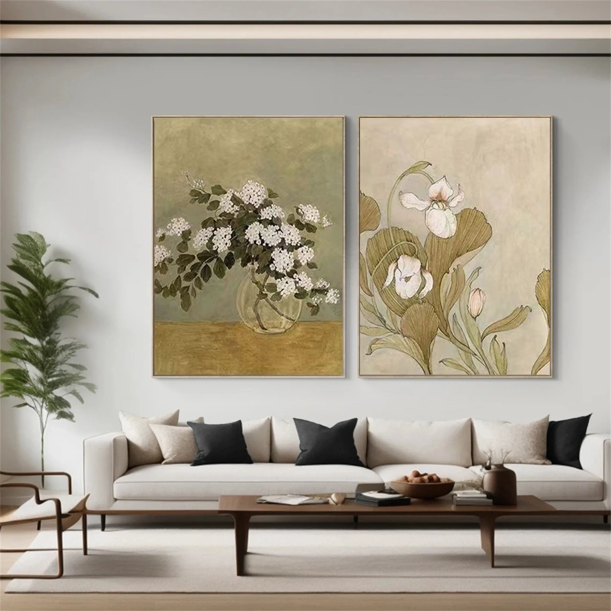 Colorful Tree And Flower Painting Set of 2 #TF045