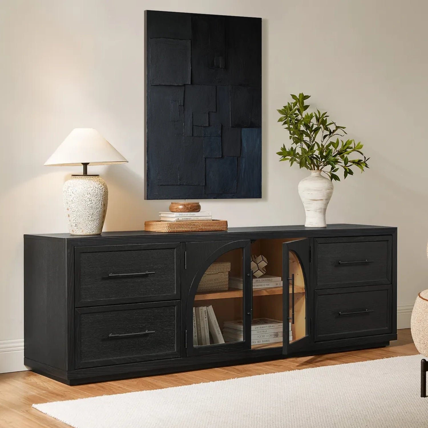 Black Minimalist Textured Canvas Art #BT088