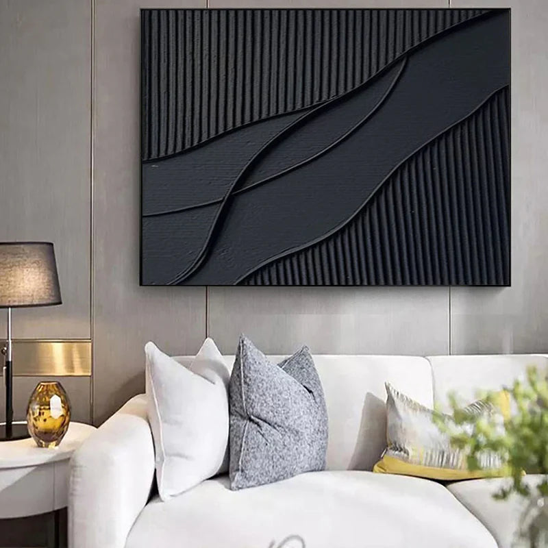 Black Textured Minimalist Wall Art #BT022
