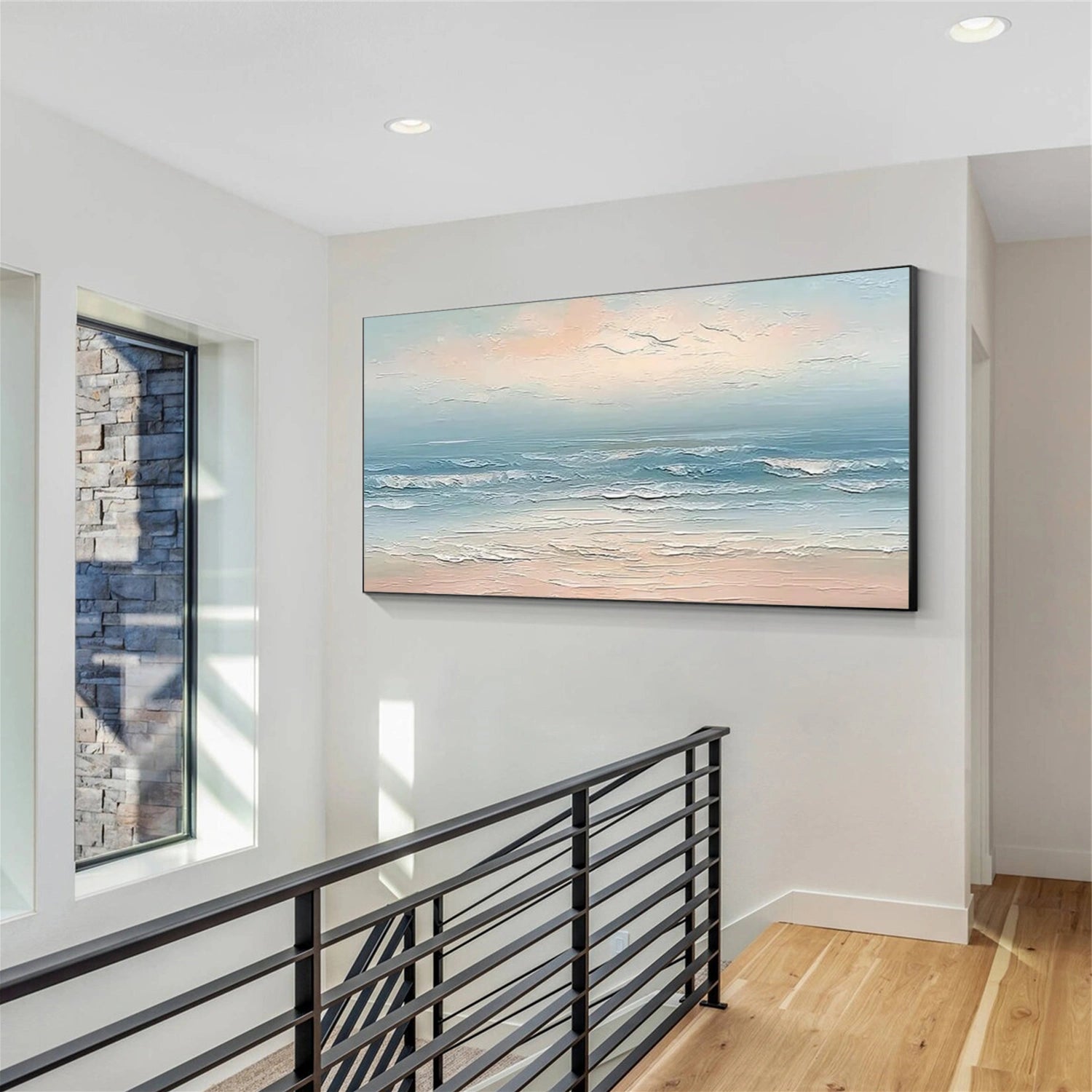 Sky And Ocean Abstract Textured Wall Art #SO384