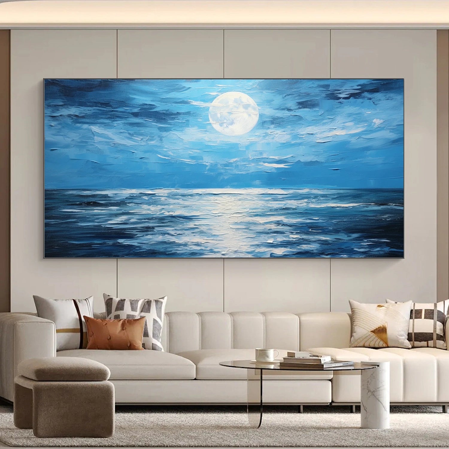 Sky And Ocean Abstract Textured Wall Art #SO282