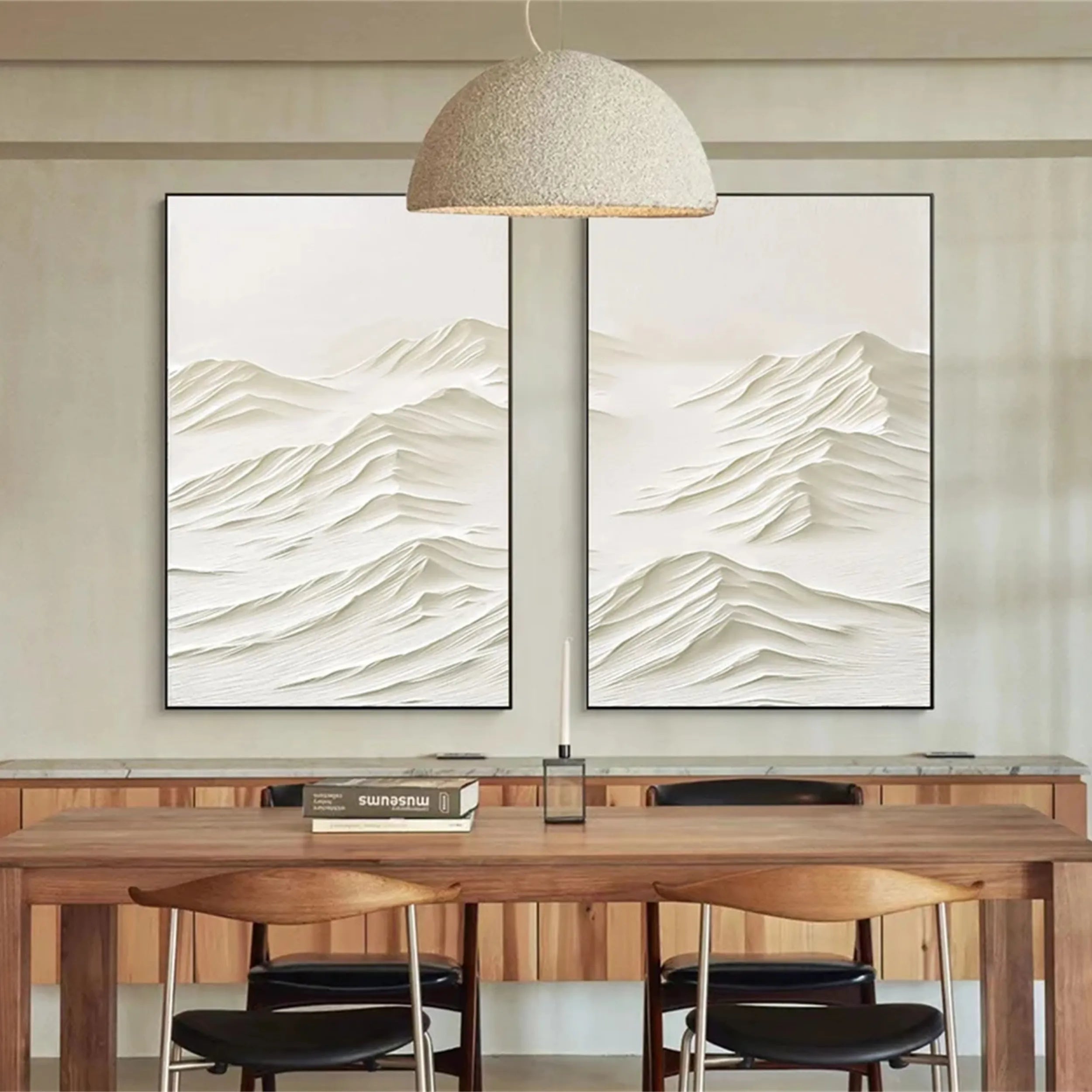White Textured Minimalist Wall Art Set of 2 #WT132