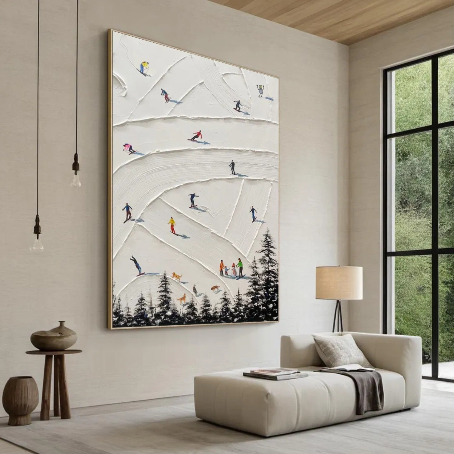 Skiing Sport Textured Wall Art #BA024