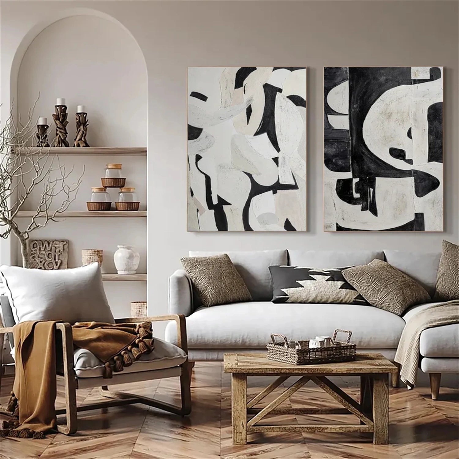 Wabi Sabi Abstract Canvas Art Set of 2 #WA204