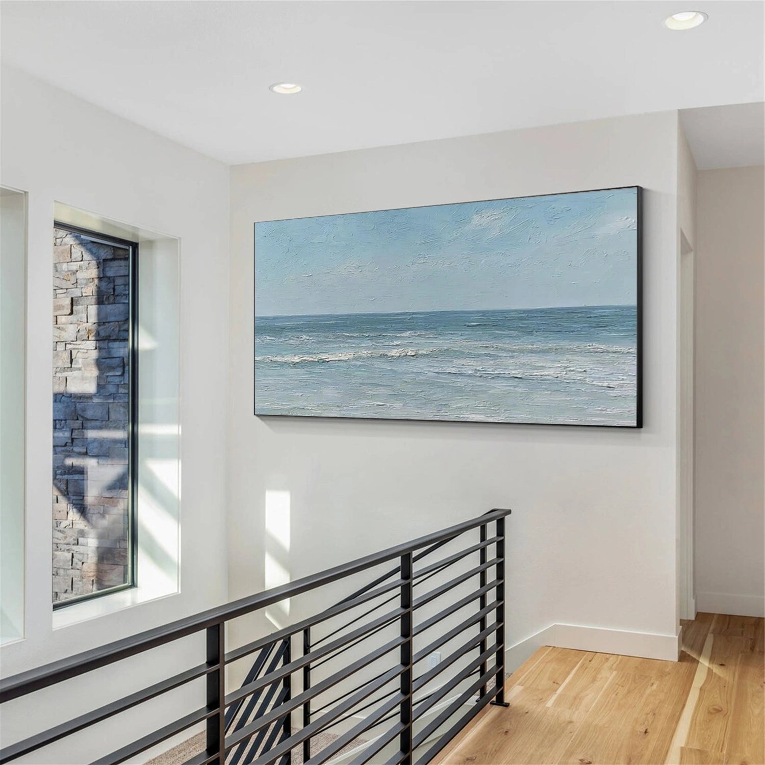 Sky And Ocean Abstract Textured Wall Art #SO382