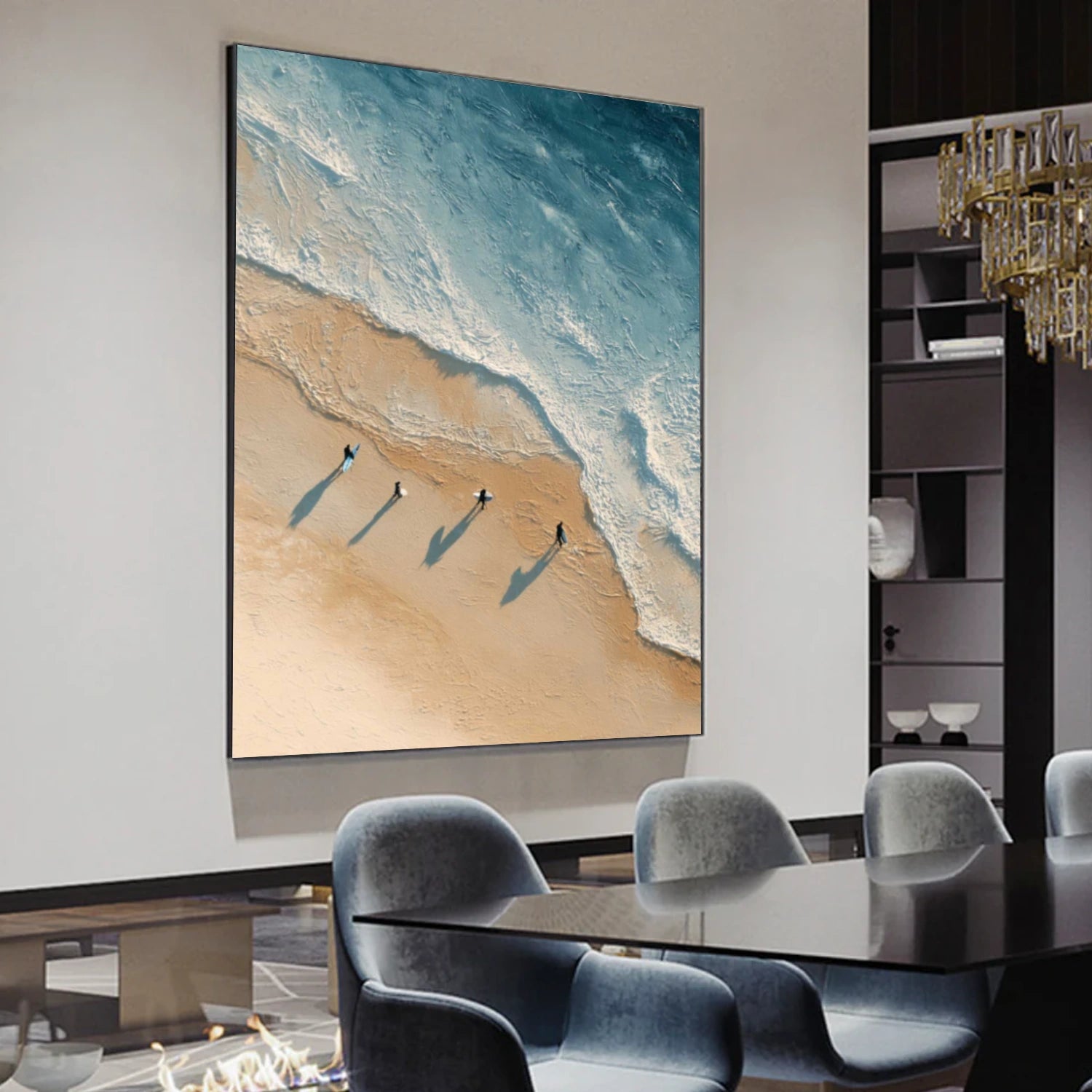 Sky And Ocean Abstract Textured Wall Art #SO405
