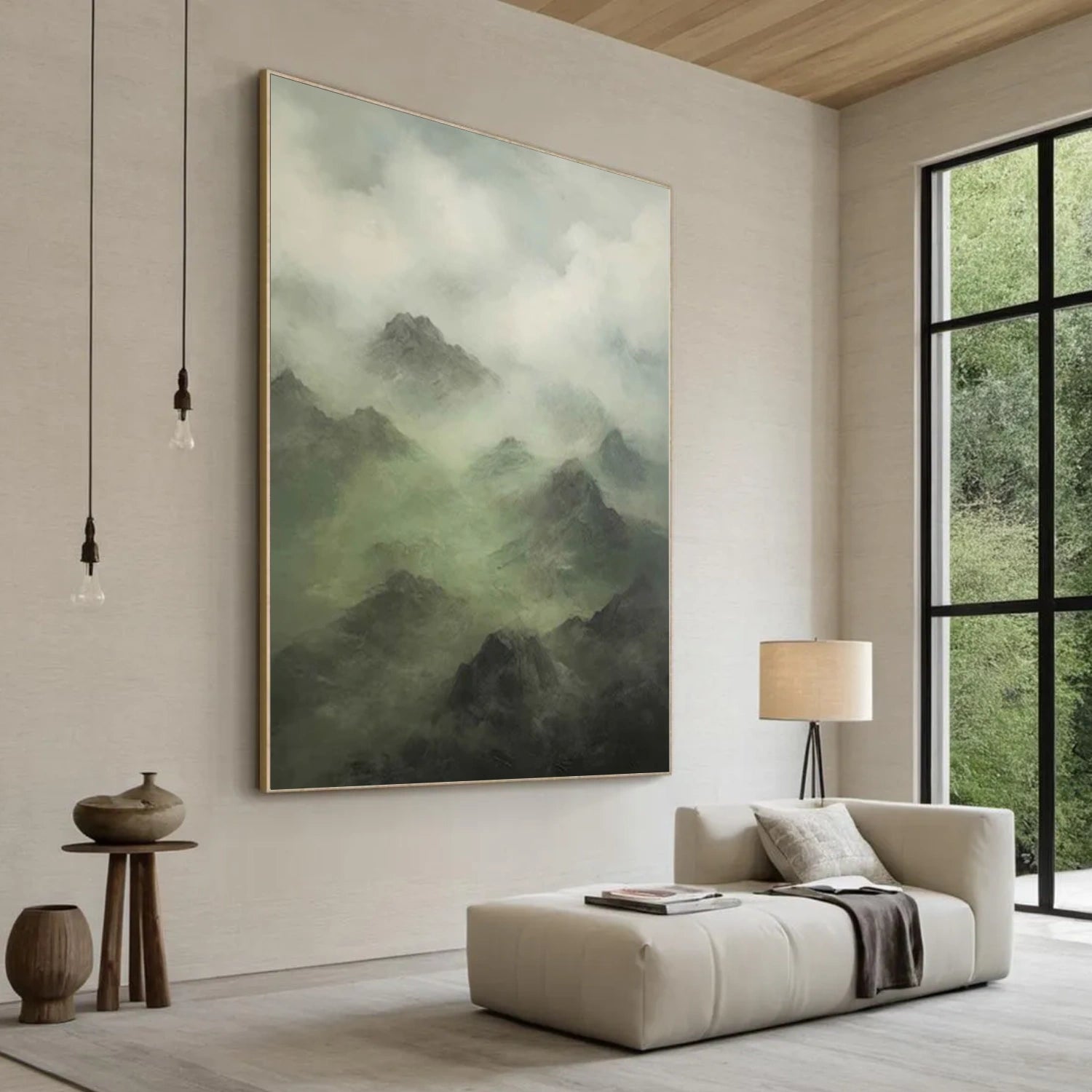 Green Minimalist Mountain Canvas Art #WT242