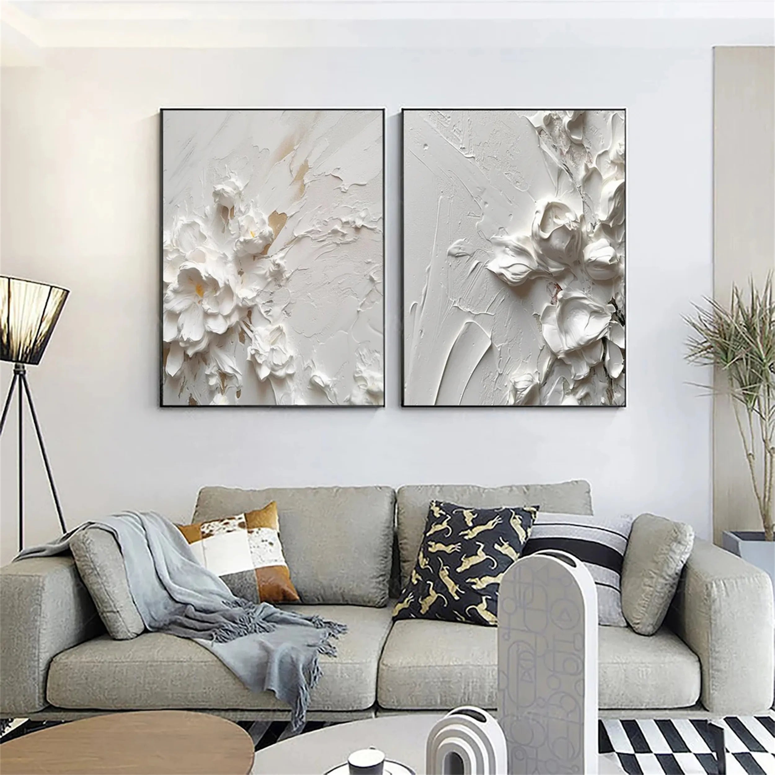 Colorful Tree And Flower Painting Set of 2 #TF015