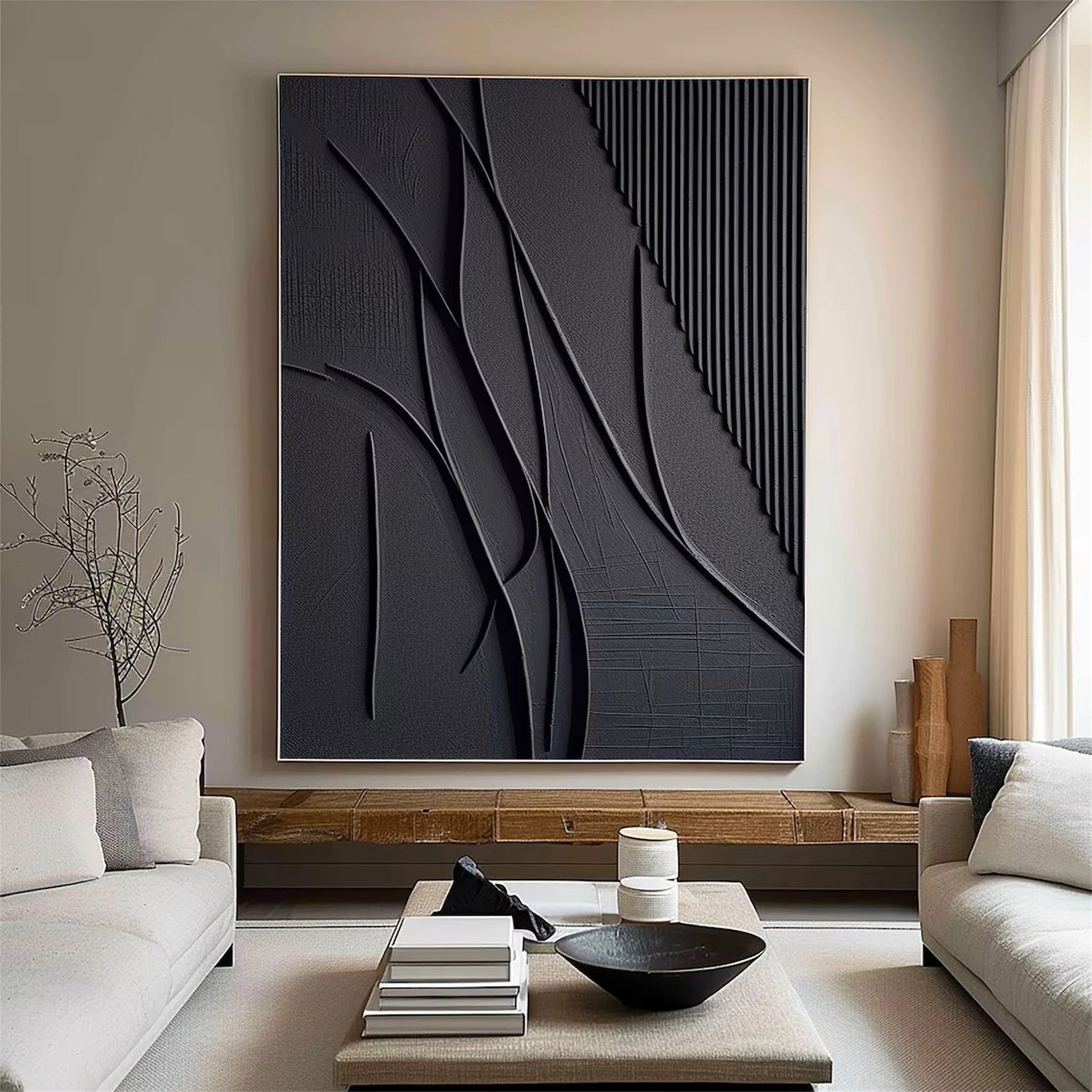 Black Textured Minimalist Wall Art #BT035