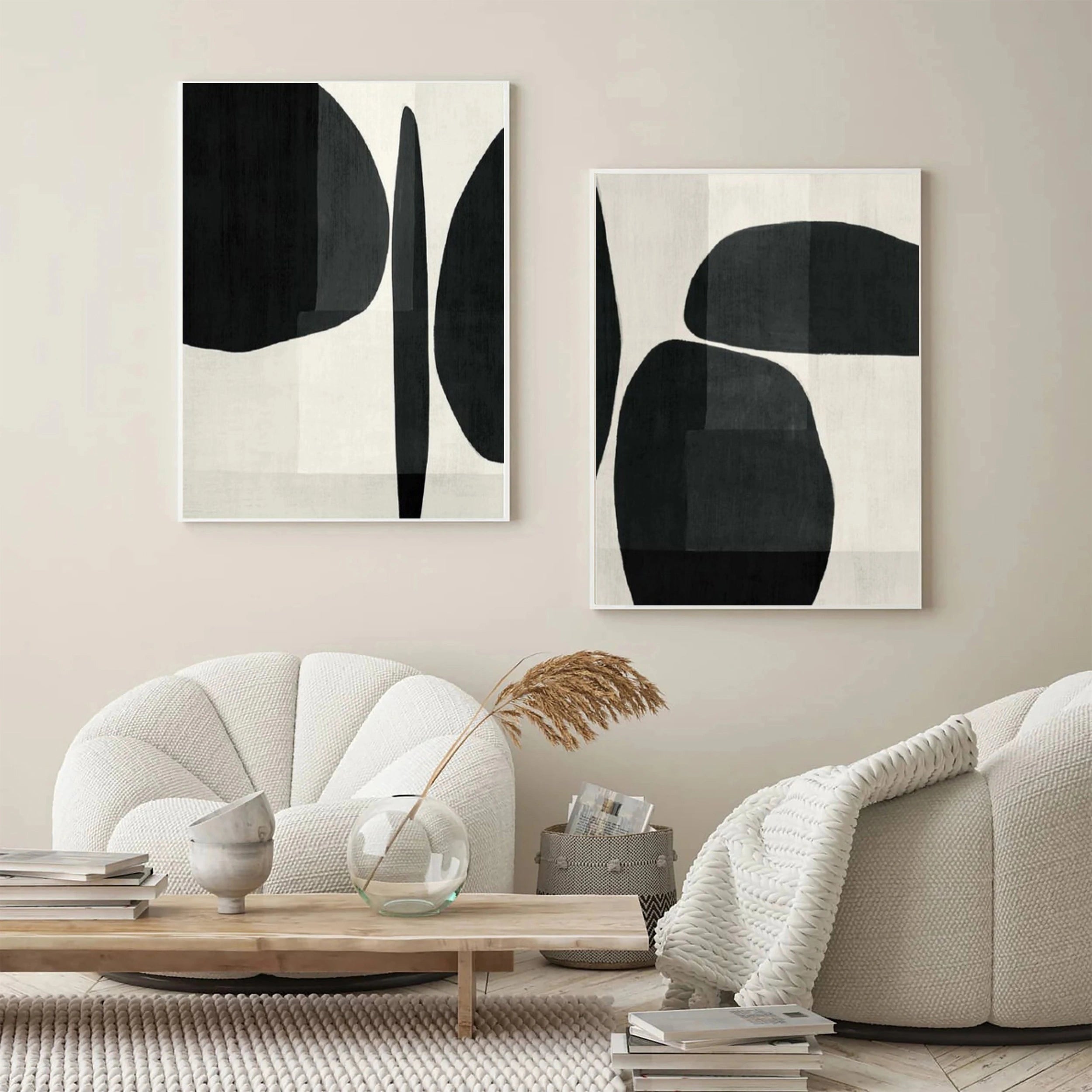 Wabi Sabi Abstract Wall Art Set of 2 #WA121