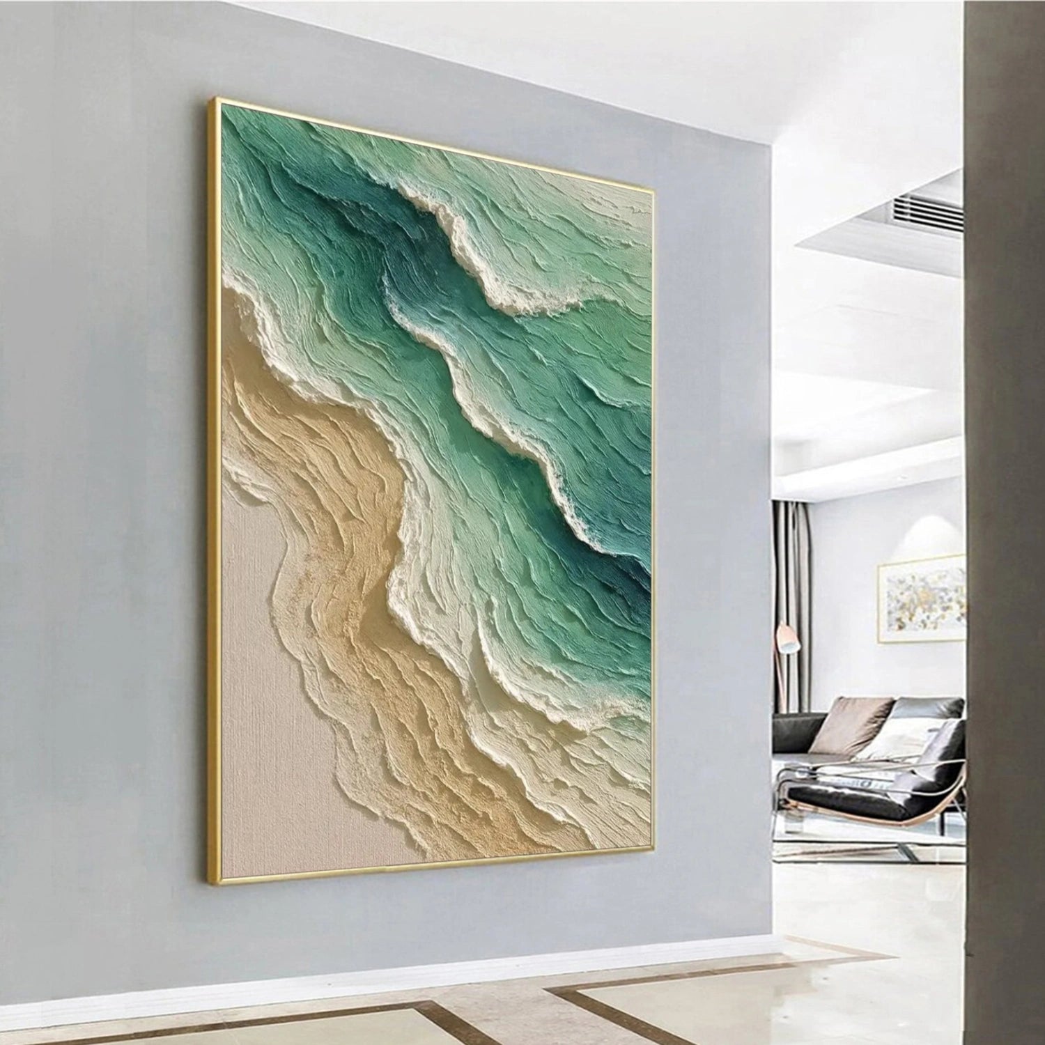 Sky And Ocean Abstract Textured Wall Art #SO354