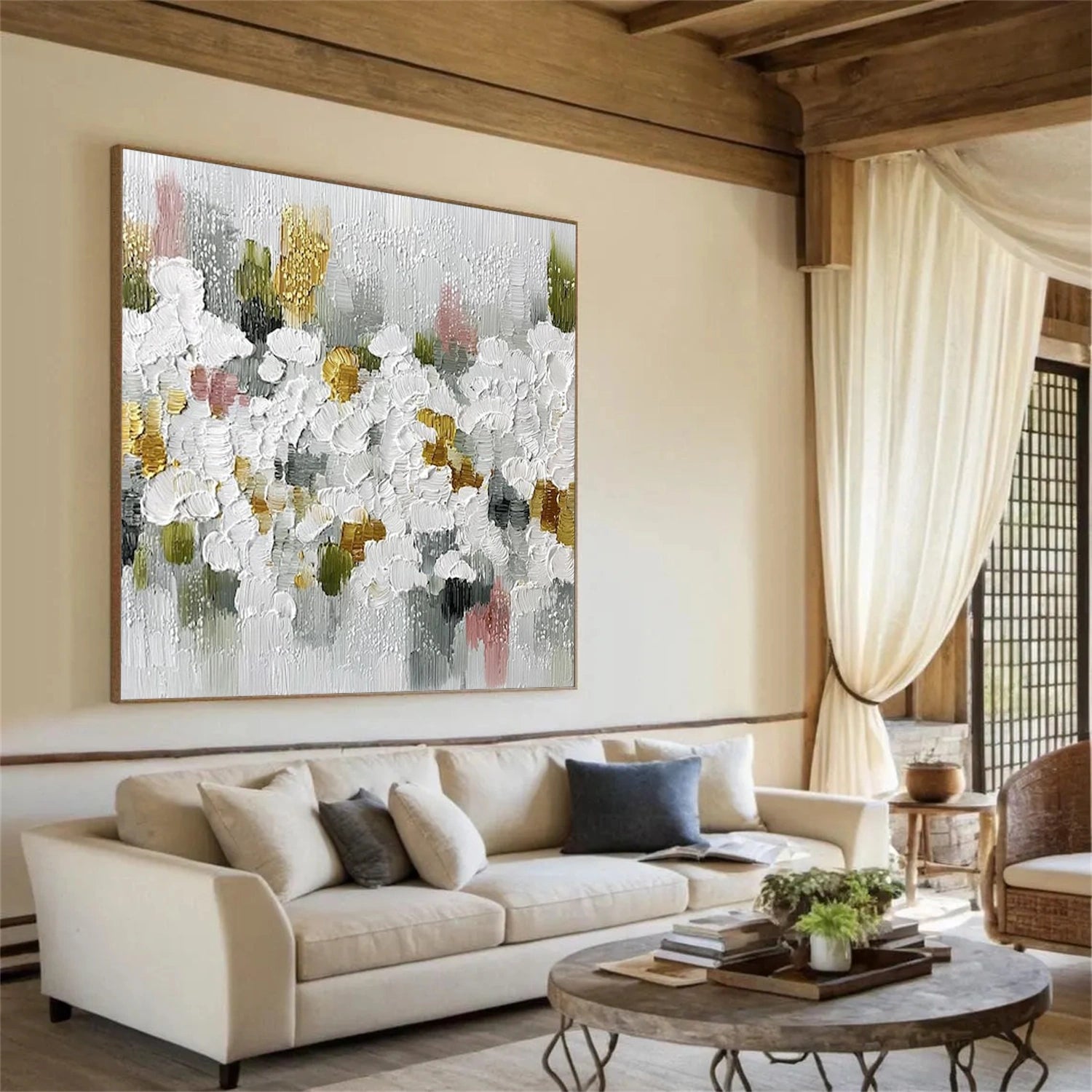 Tree And Flower Abstract Textured Wall Art #TF197