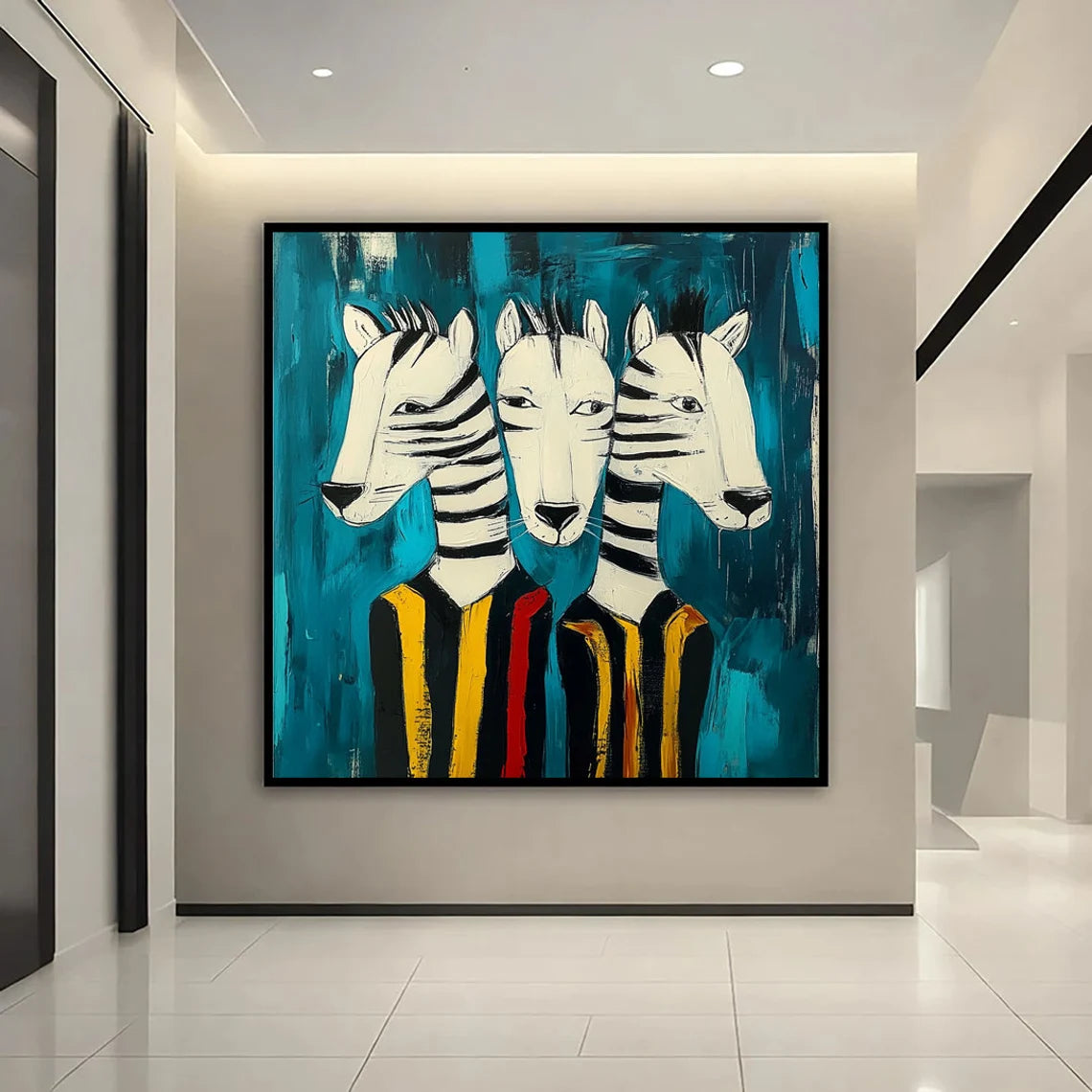 Abstract Animal Art Zebras Texture Wall Art #AT005