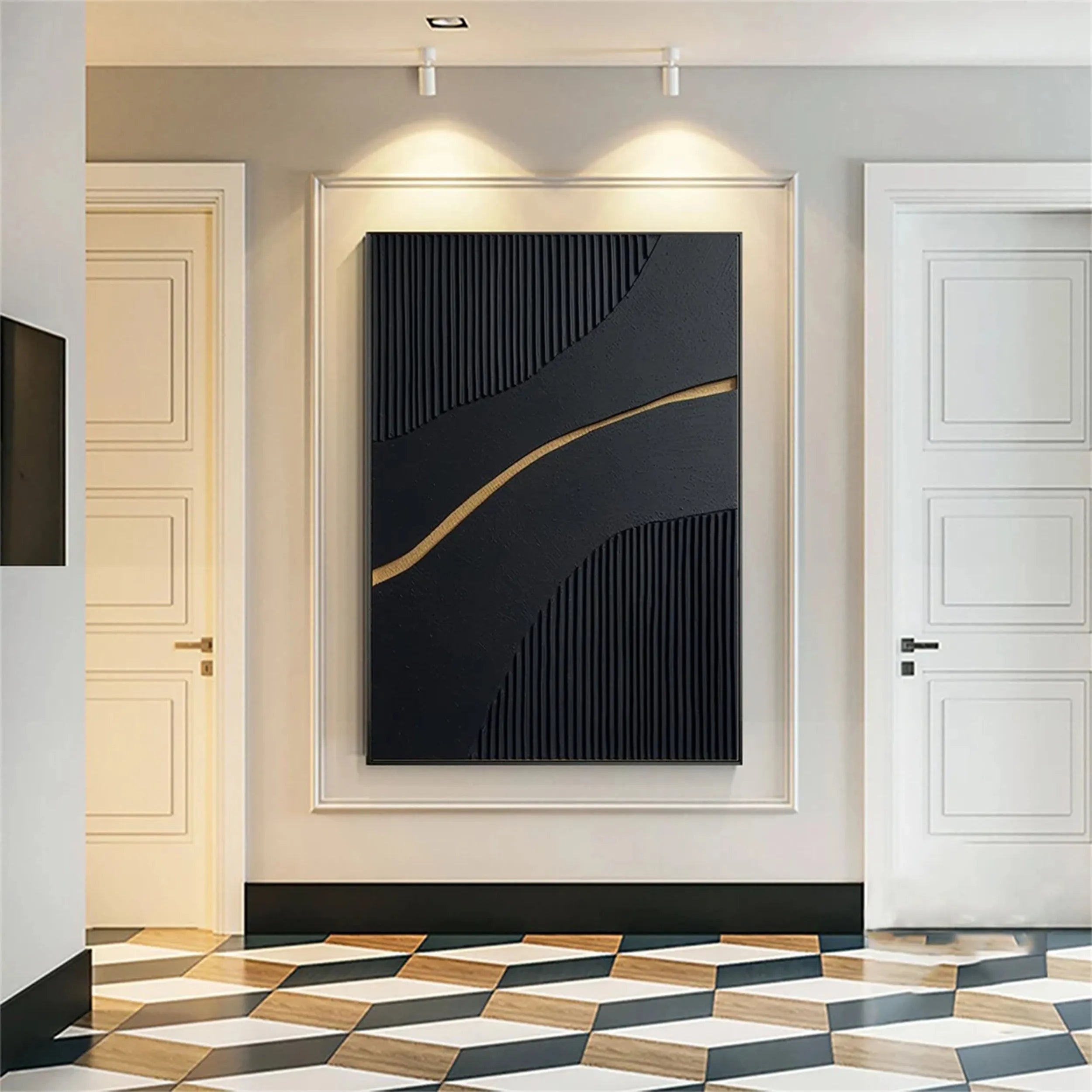 Black Textured Minimalist Wall Art #BT058