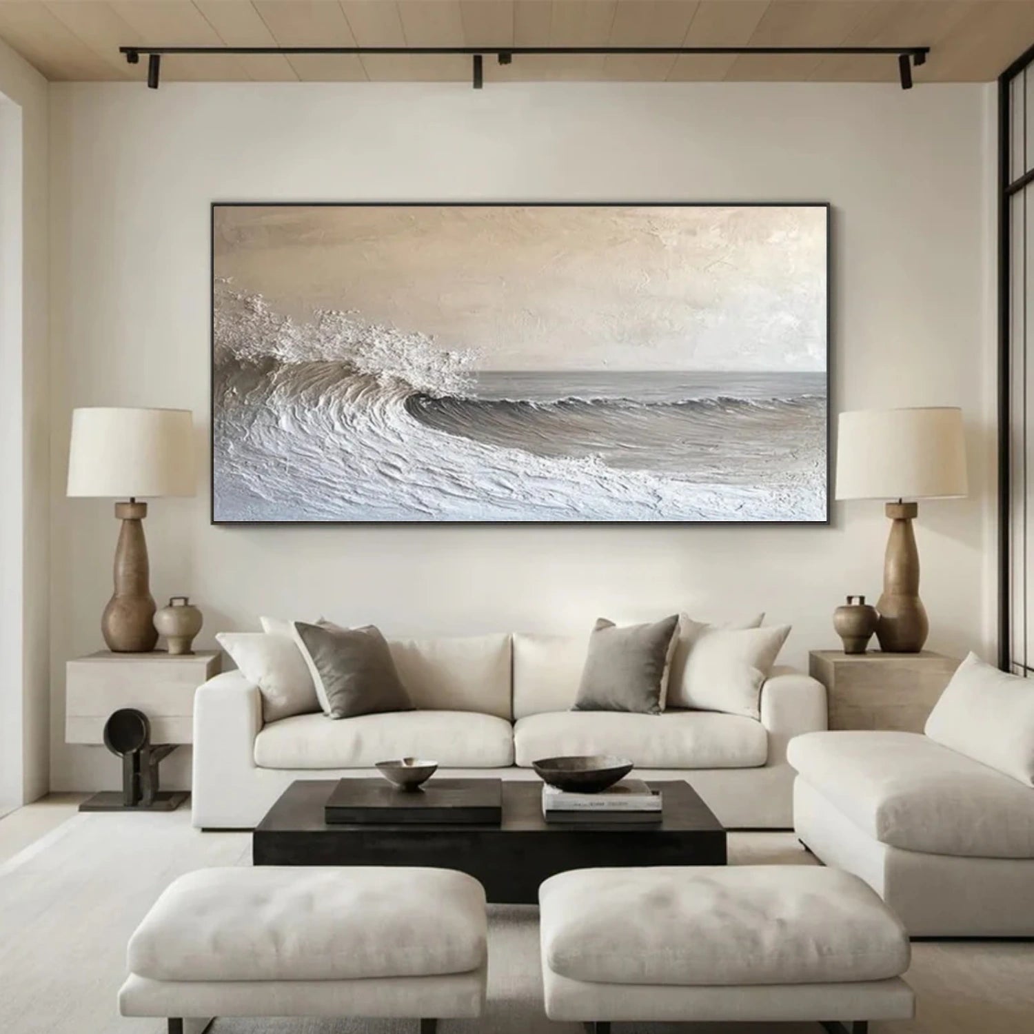 Sky And Ocean Abstract Textured Wall Art #SO319