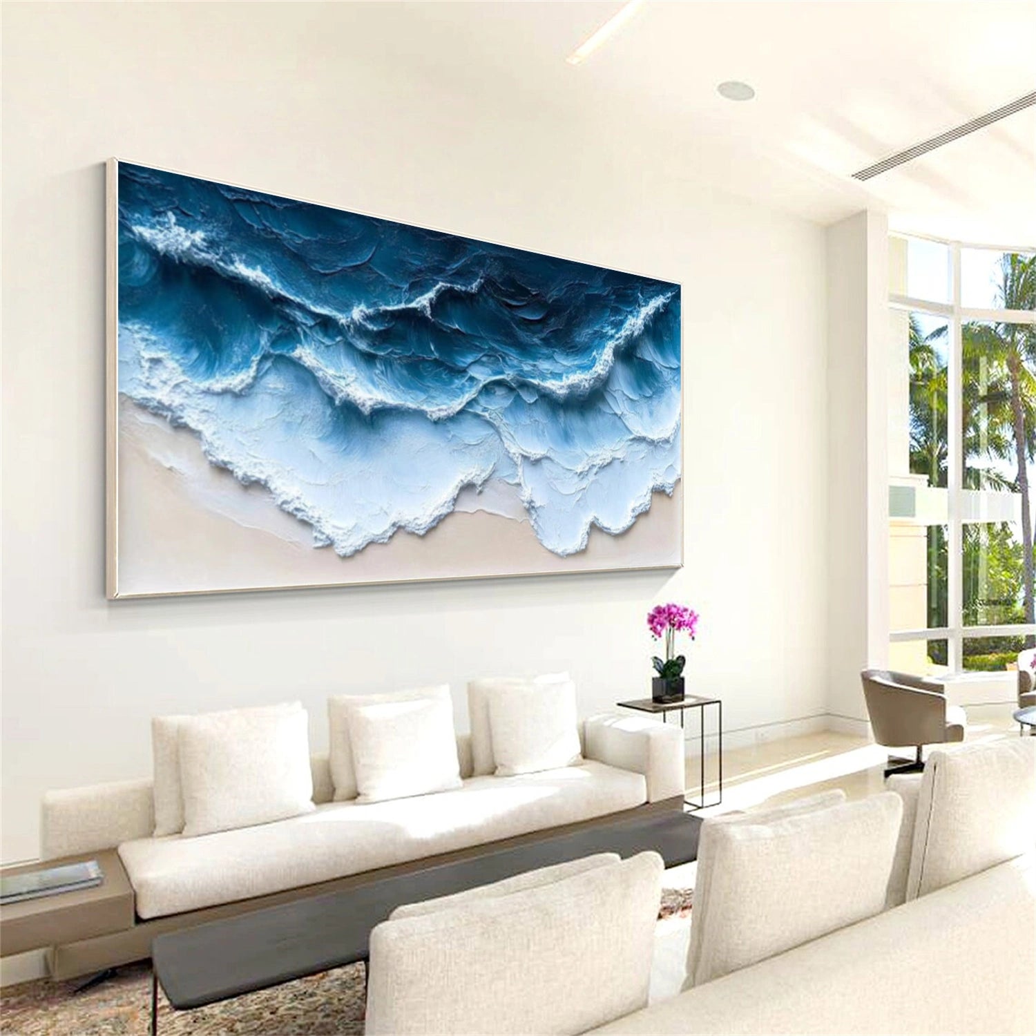 Sky And Ocean Abstract Textured Wall Art #SO377