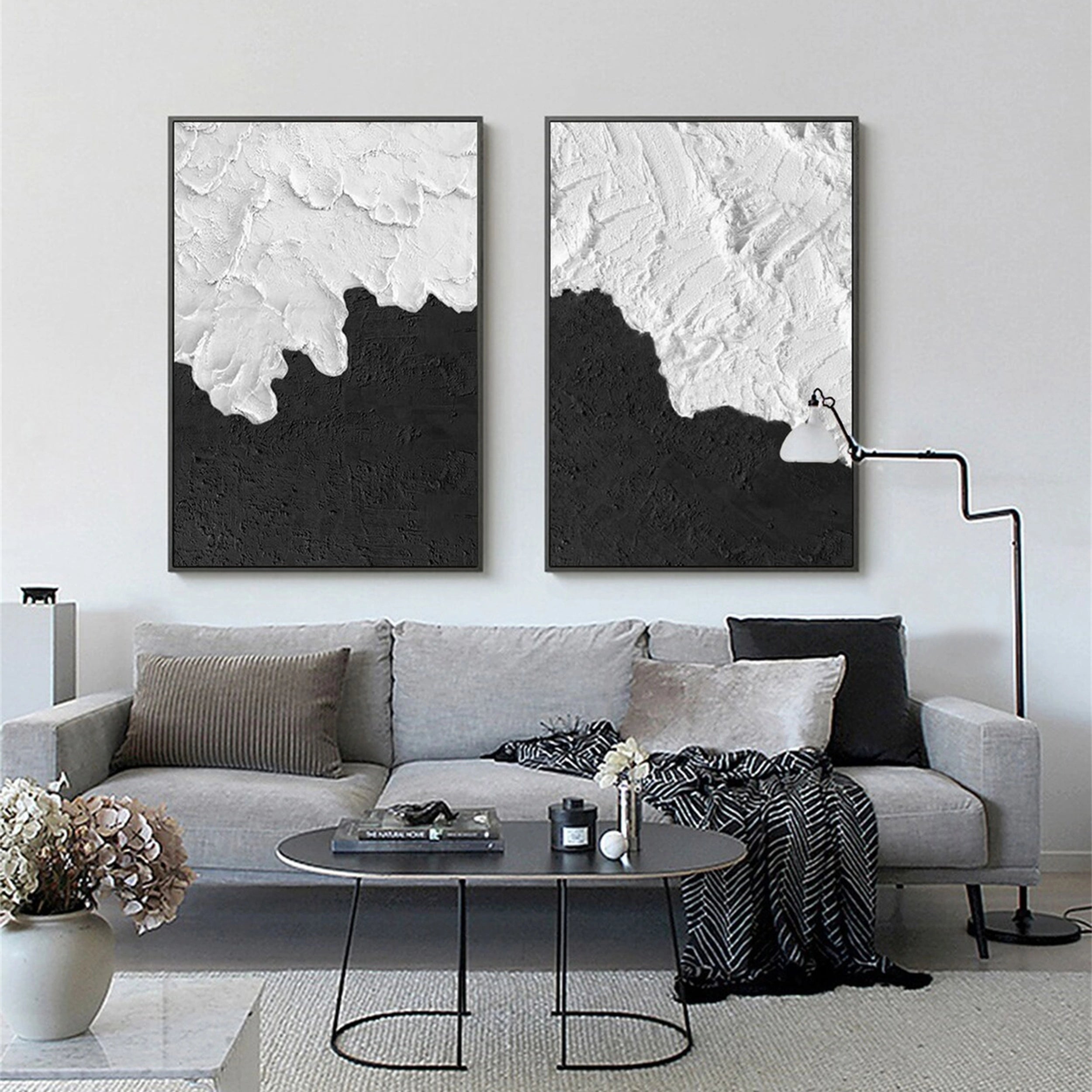 White Textured Minimalist Wall Art Set of 2 #WT018