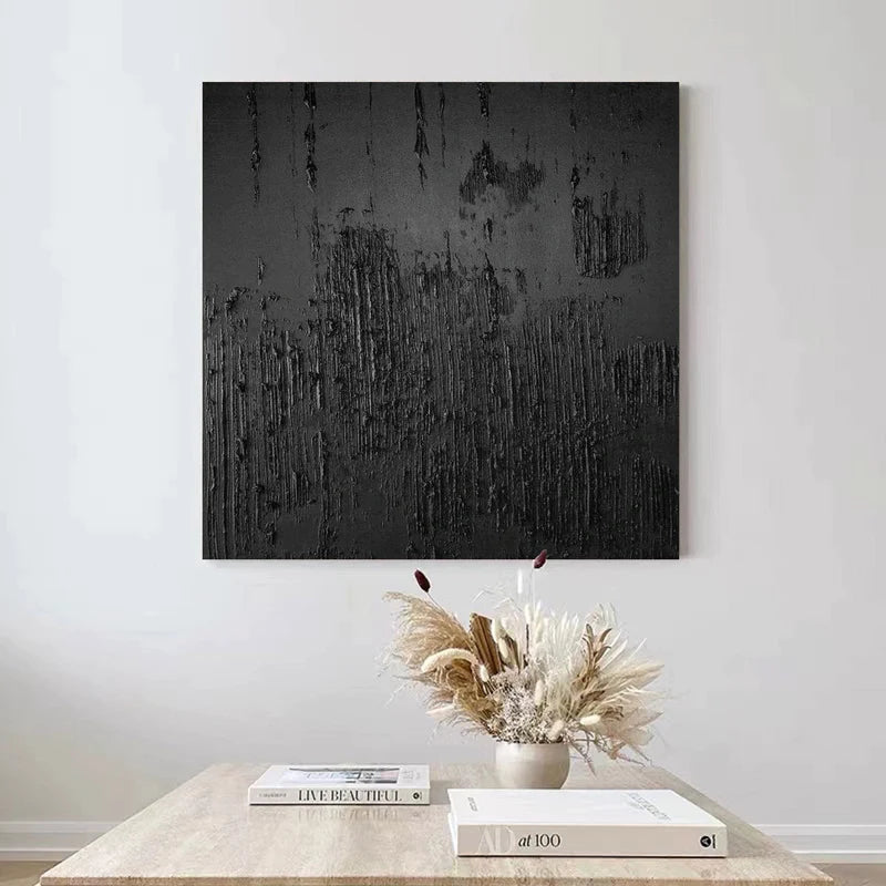 Black Textured Minimalist Wall Art #BT021
