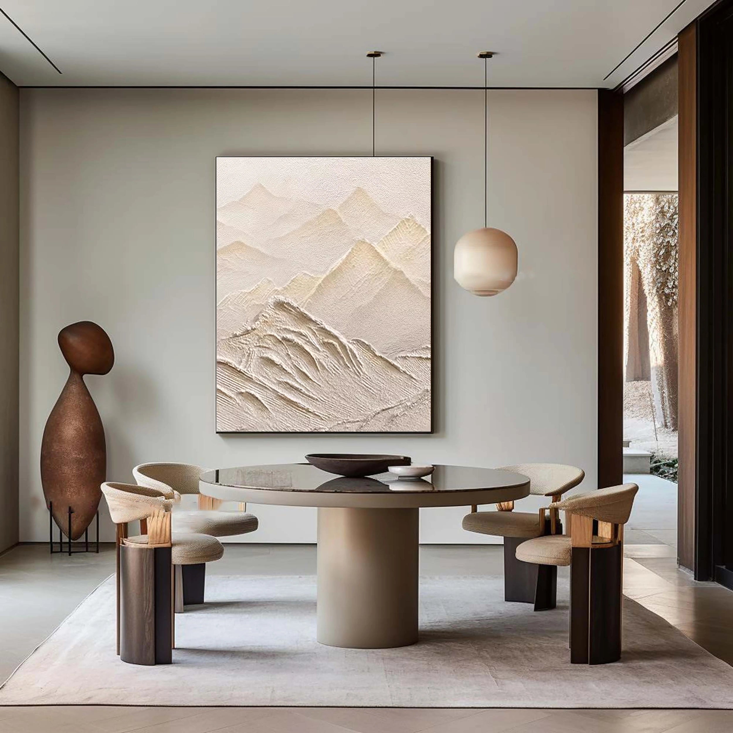 Beige & Brown Textured Minimalist Wall Art #BM003