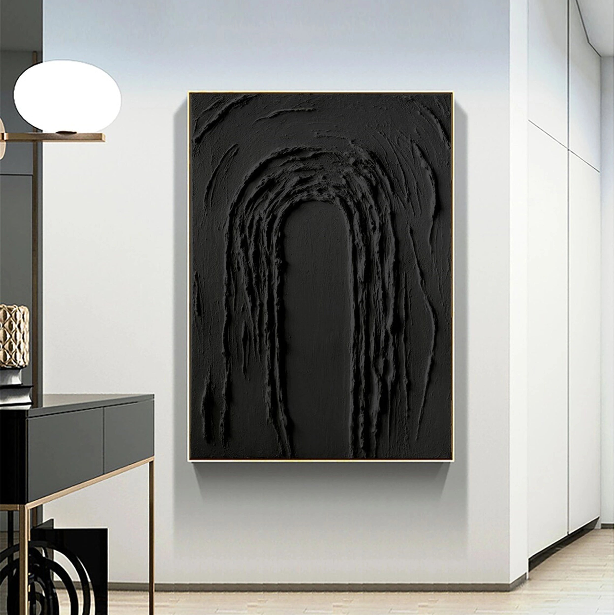 Black Textured Minimalist Wall Art #BT039