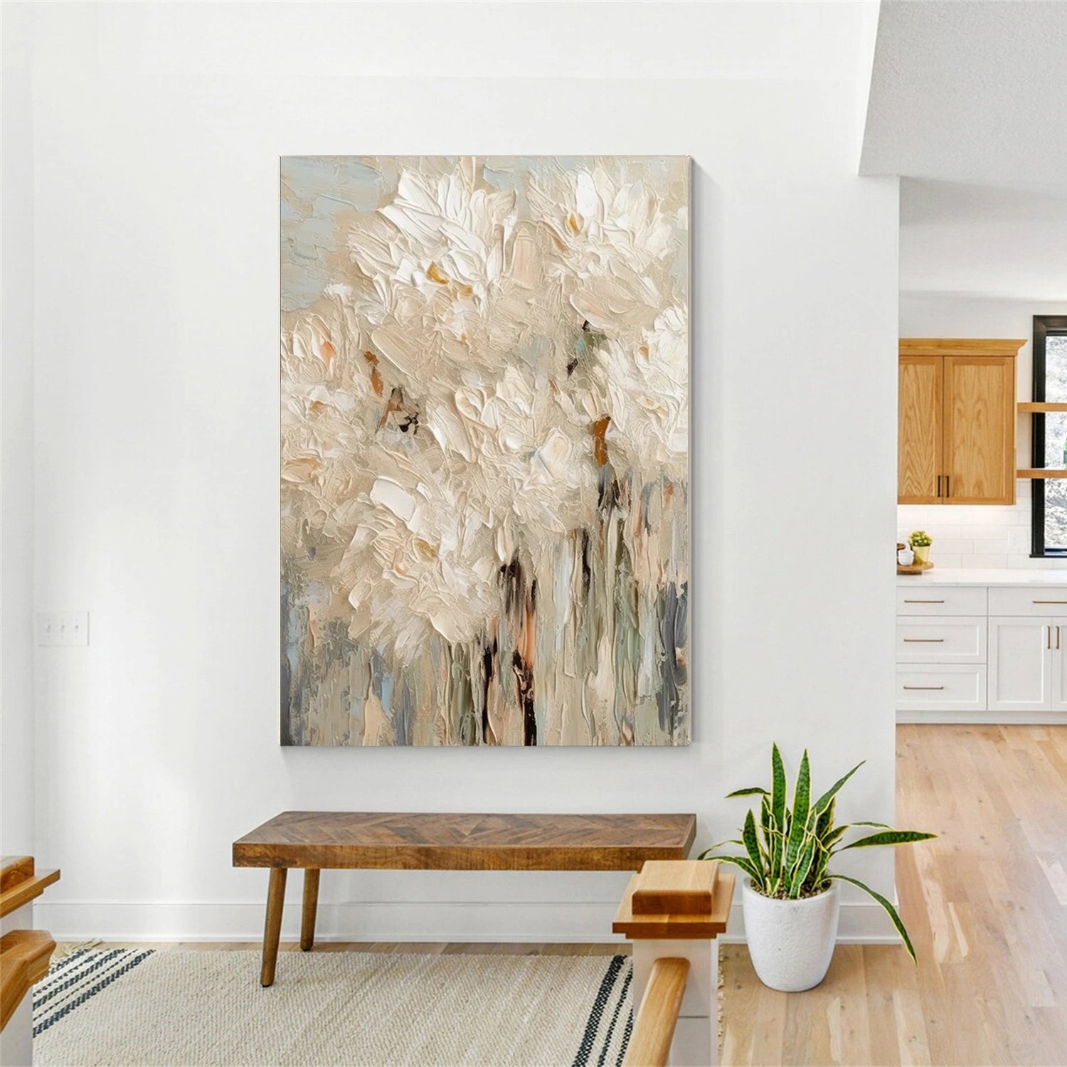 Tree And Flower Abstract Textured Wall Art #TF110