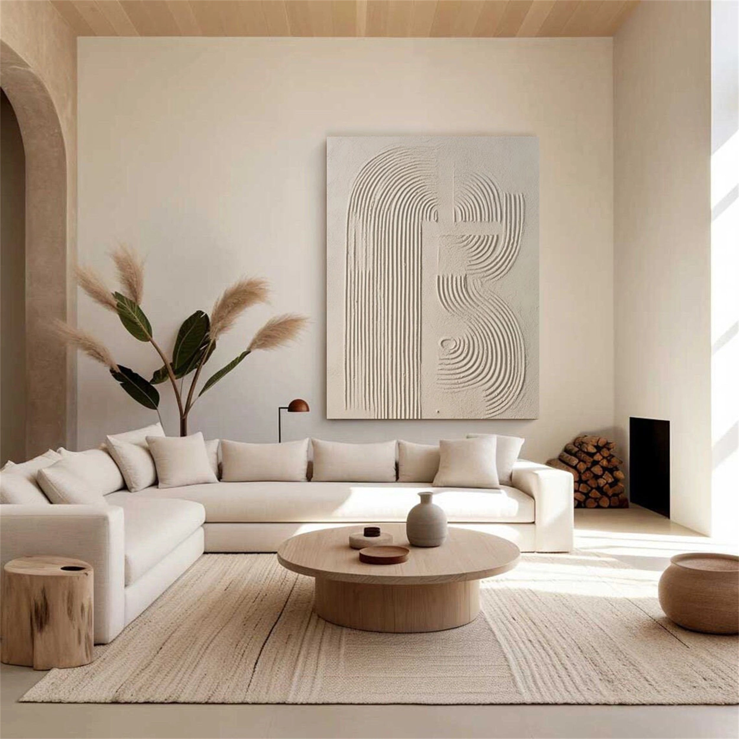 Beige & Brown Textured Minimalist Wall Art #BM025