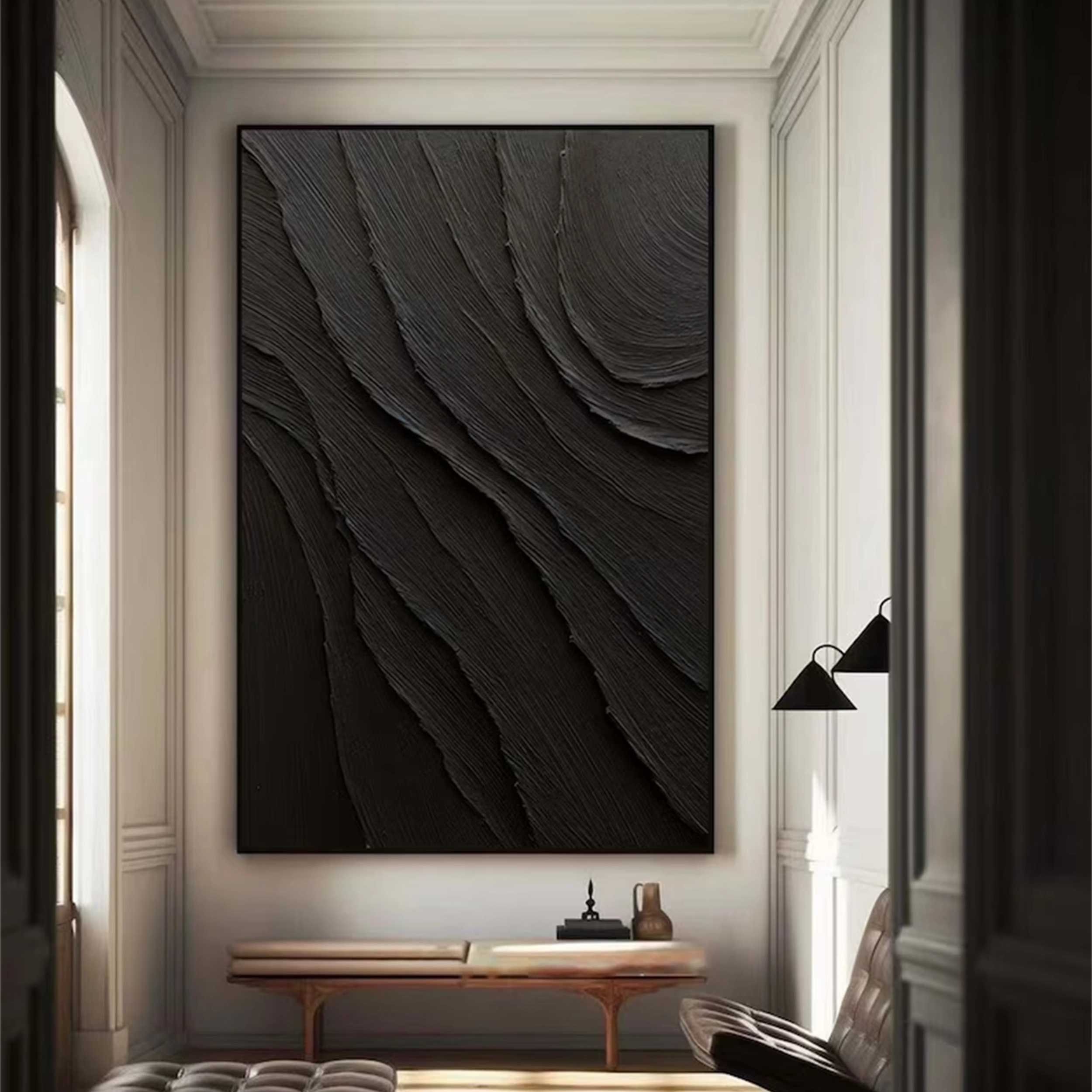 Black Textured Minimalist Wall Art #BT064
