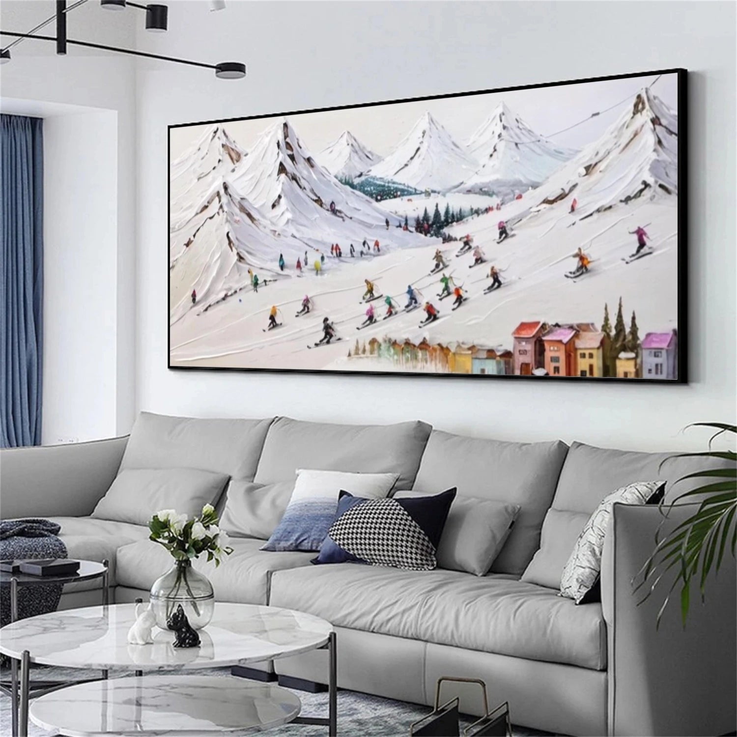 Skiing Sport Textured Wall Art #BA023