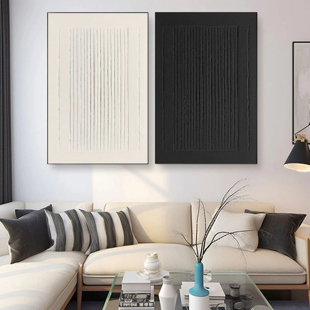 White Textured Minimalist Wall Art Set of 2 #WT023