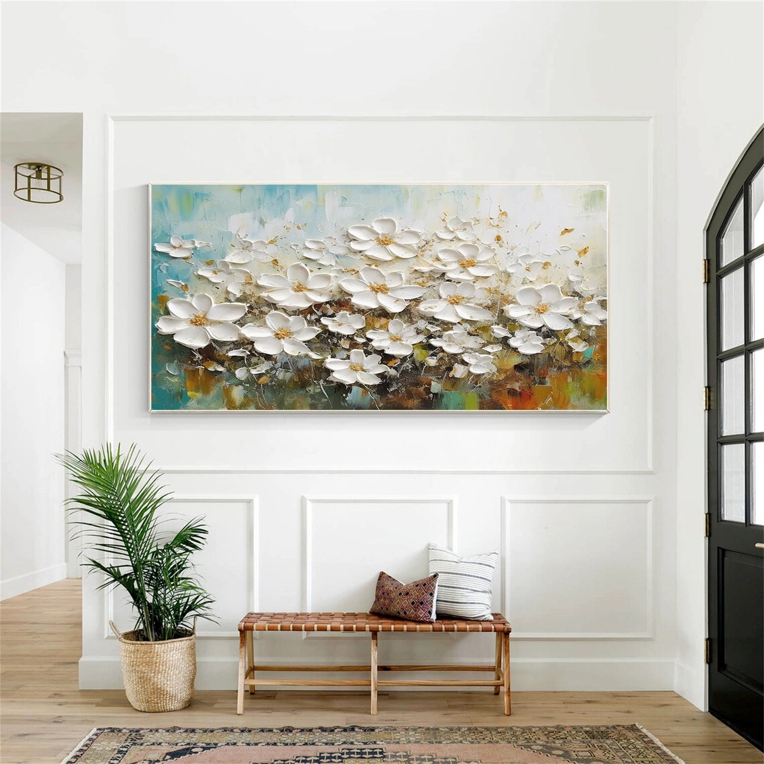 Tree And Flower Abstract Textured Wall Art #TF115