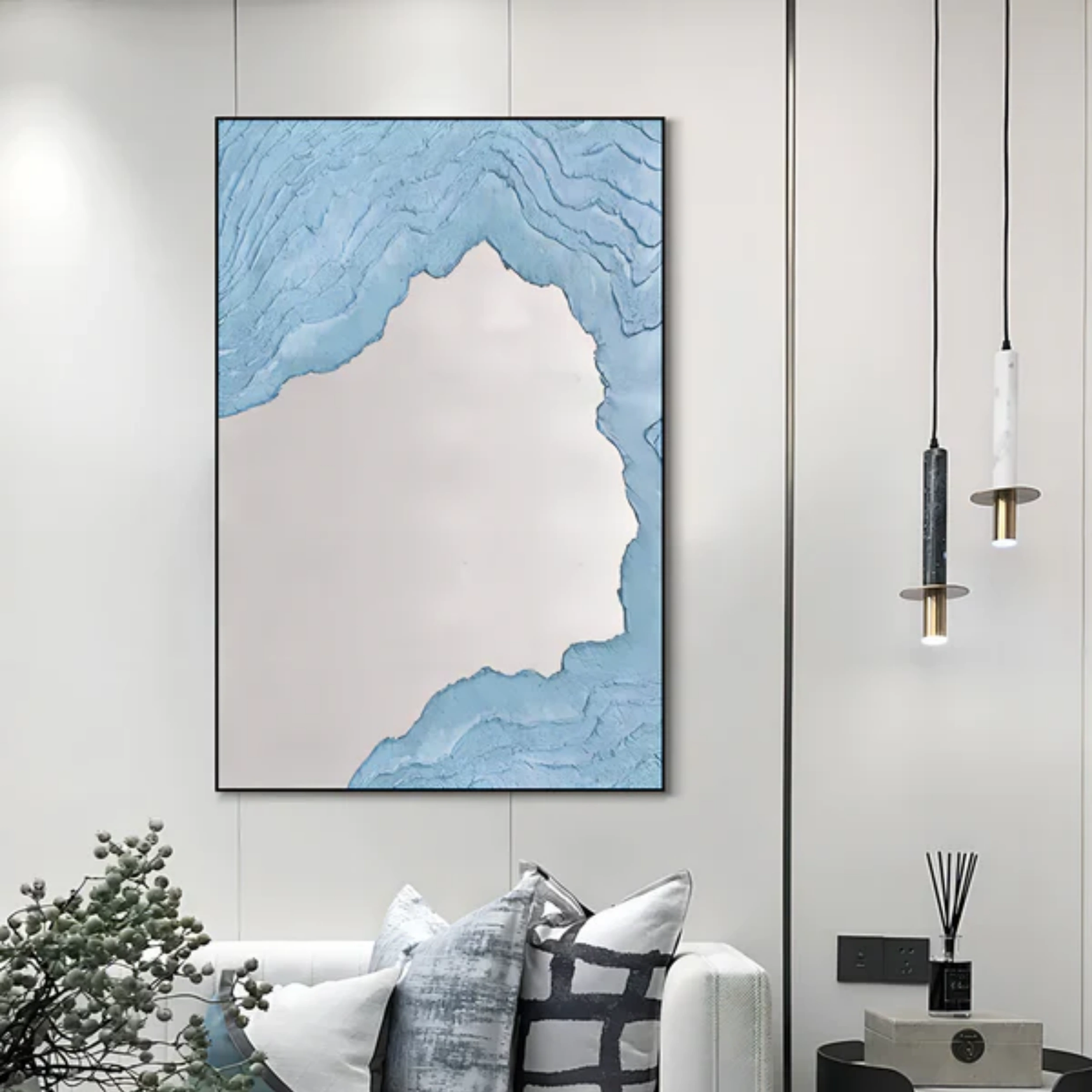 Blue Textured Minimalist Wall Art #BL019