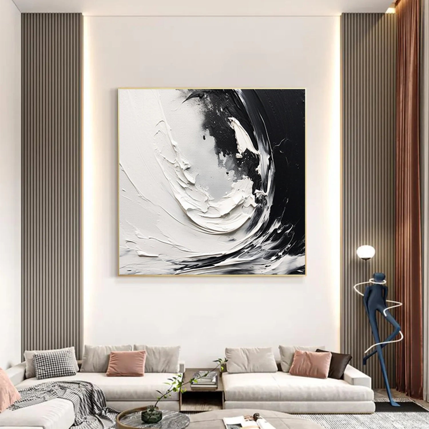 Black and White Minimalist Textured Canvas Art #BT077