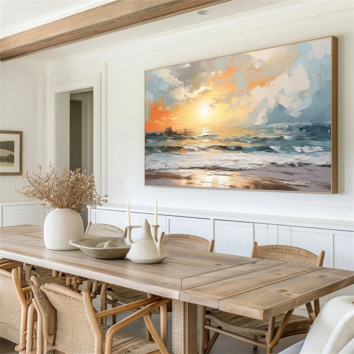 Sky And Ocean Abstract Textured Wall Art #SO335